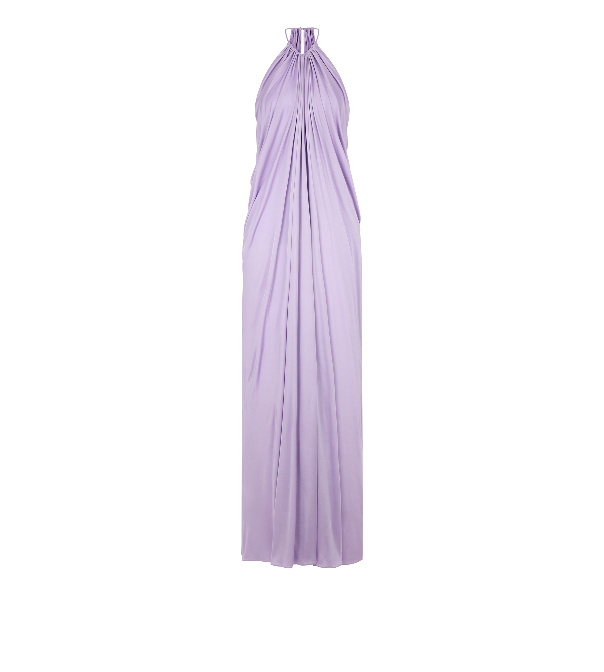 LIGHT LUSTROUS JERSEY HALTERNECK EVENING DRESS