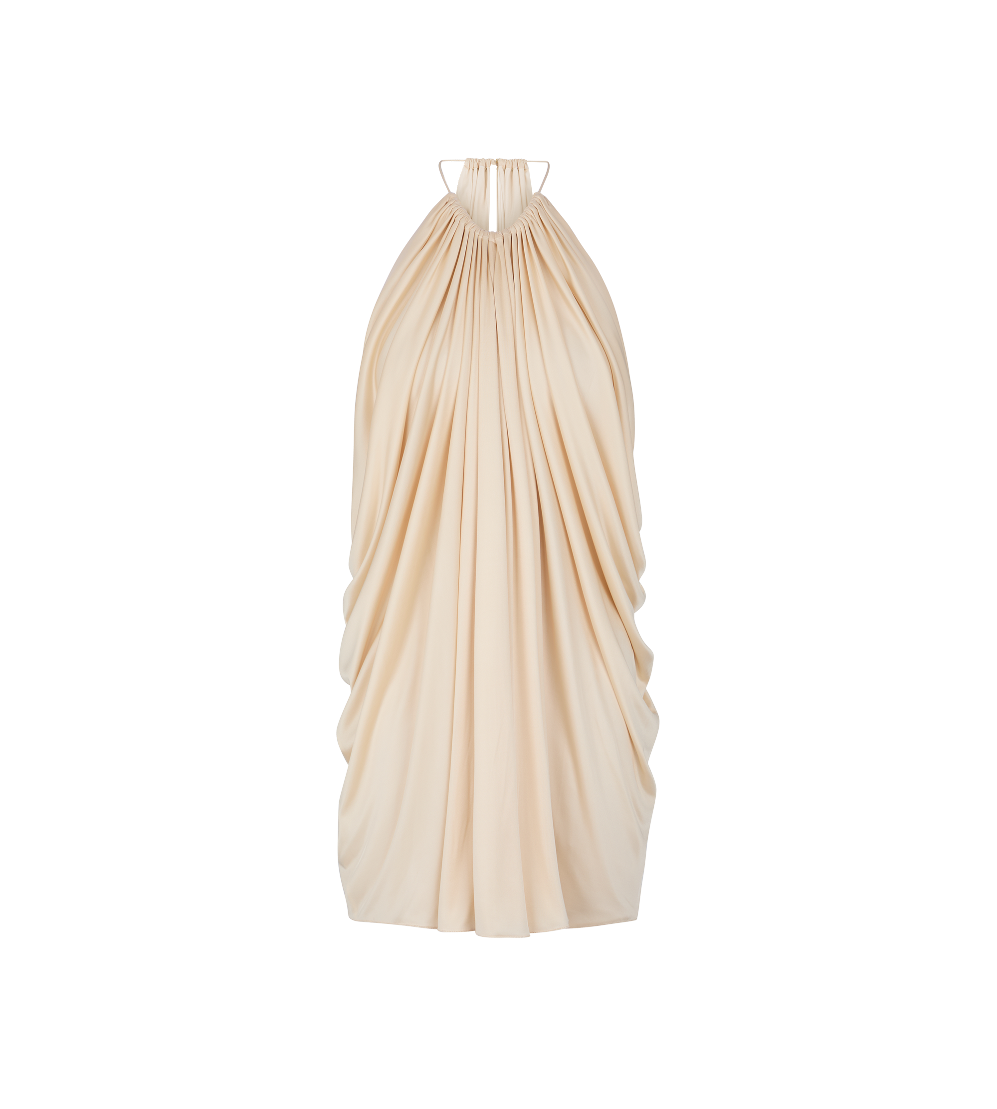 LIGHT LUSTROUS JERSEY HALTERNECK COCKTAIL DRESS