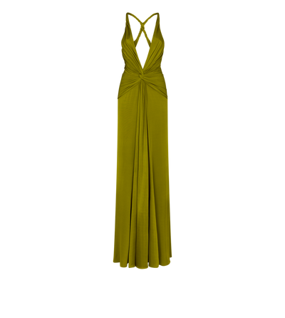 V-NECK CRISS-CROSS EVENING DRESS image number 0