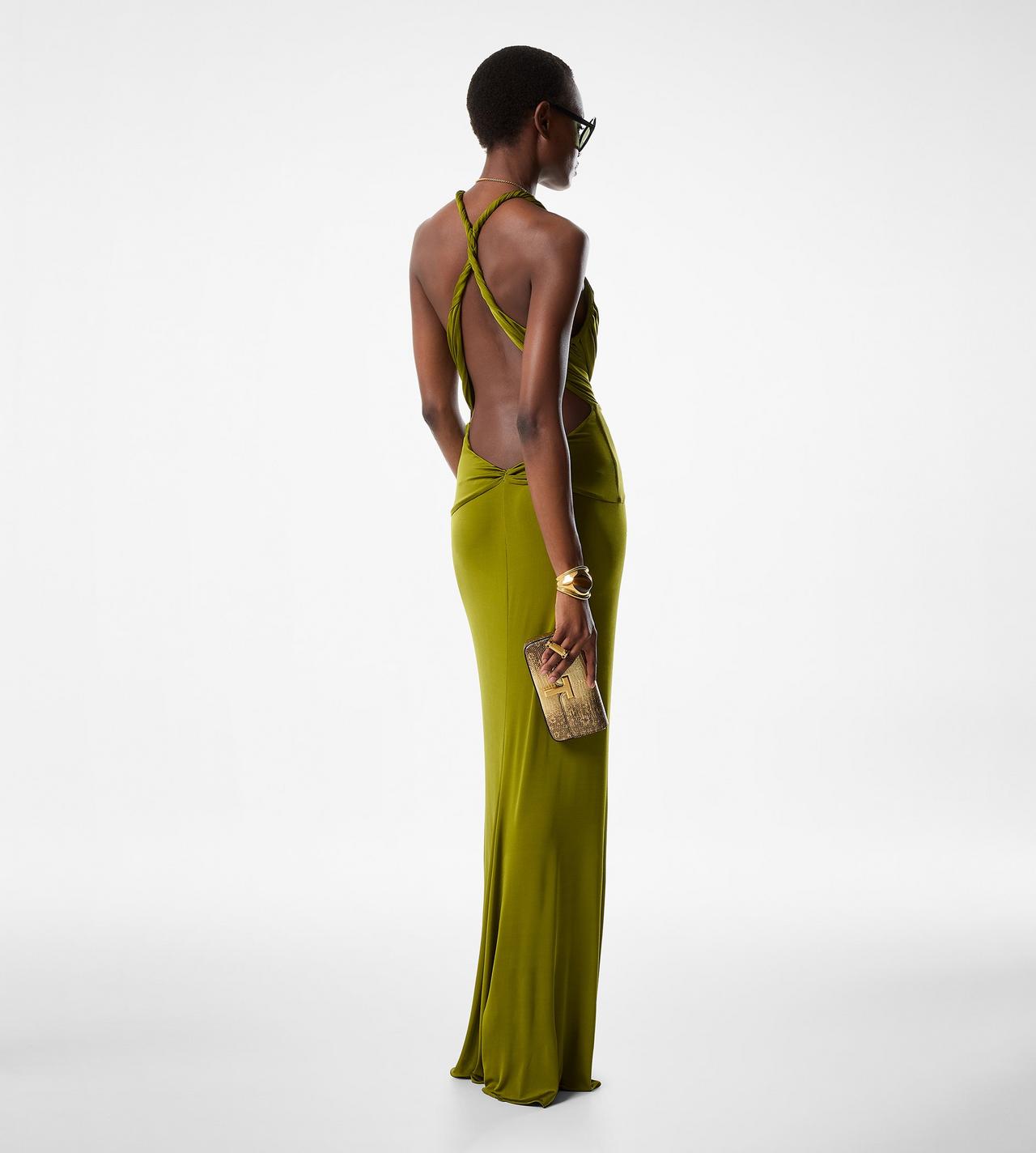 V-NECK CRISS-CROSS EVENING DRESS image number 3