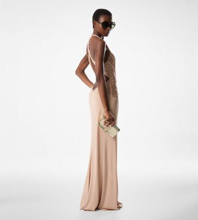 V-NECK CRISS-CROSS EVENING DRESS image number 2