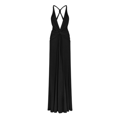 V-NECK CRISS-CROSS EVENING DRESS image number 0