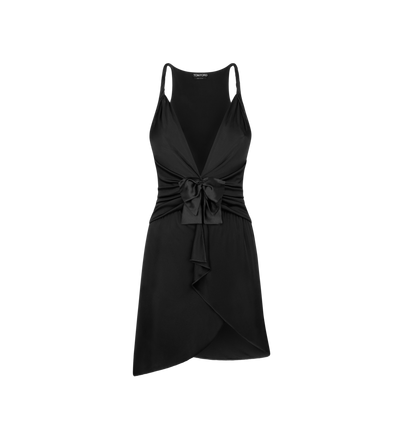 V-NECK GATHERED COCKTAIL DRESS