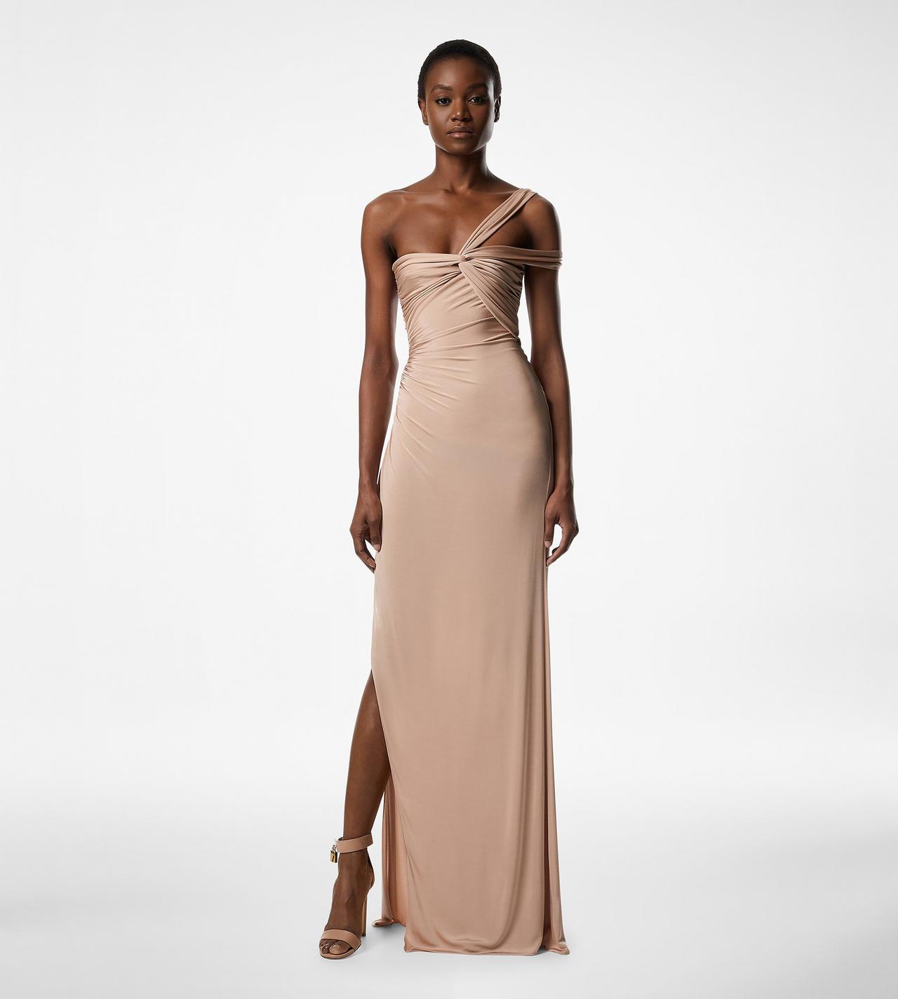 ONE SHOULDER TWIST FRONT EVENING DRESS image number 2