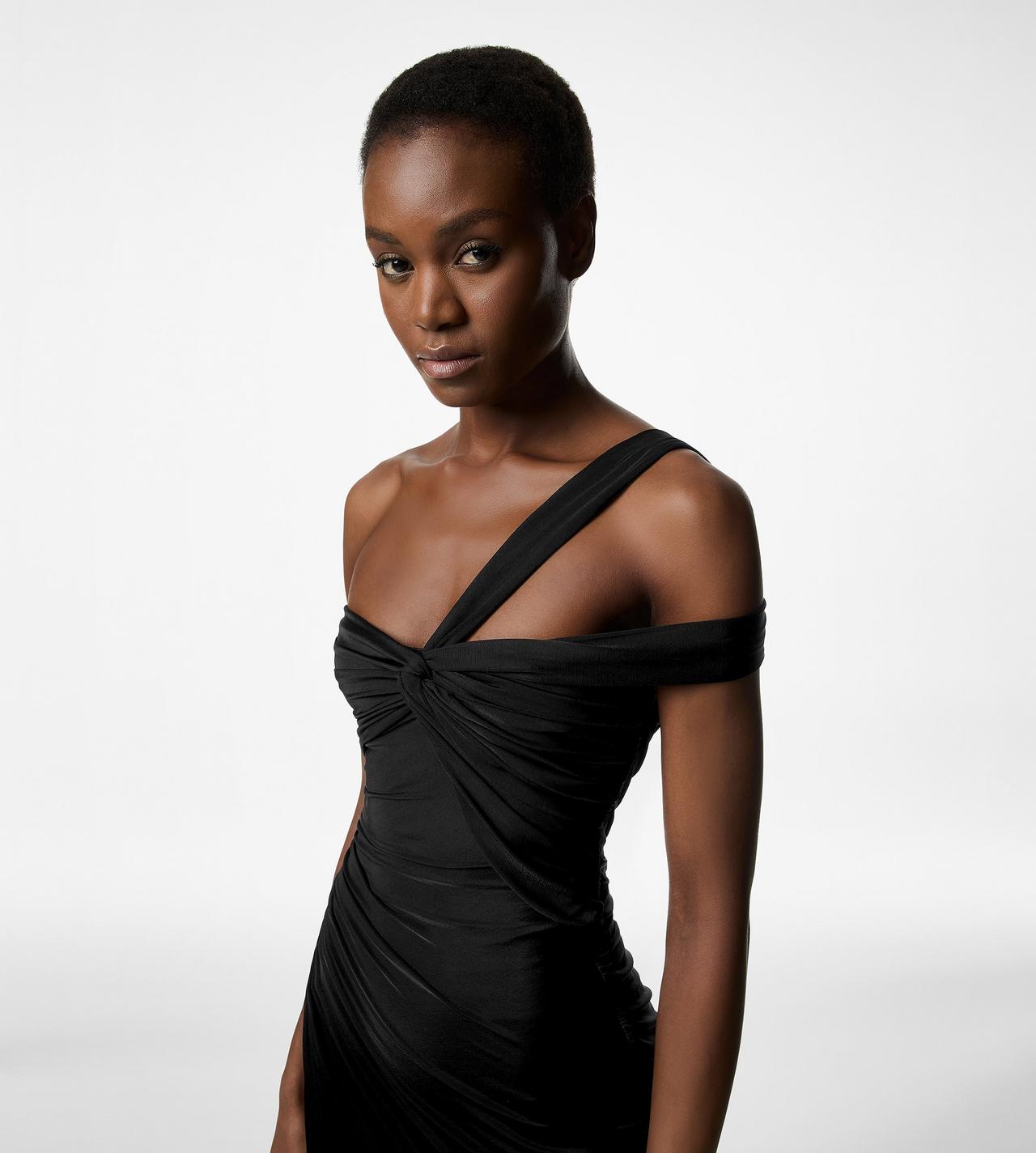 ONE SHOULDER TWIST FRONT COCKTAIL DRESS image number 1