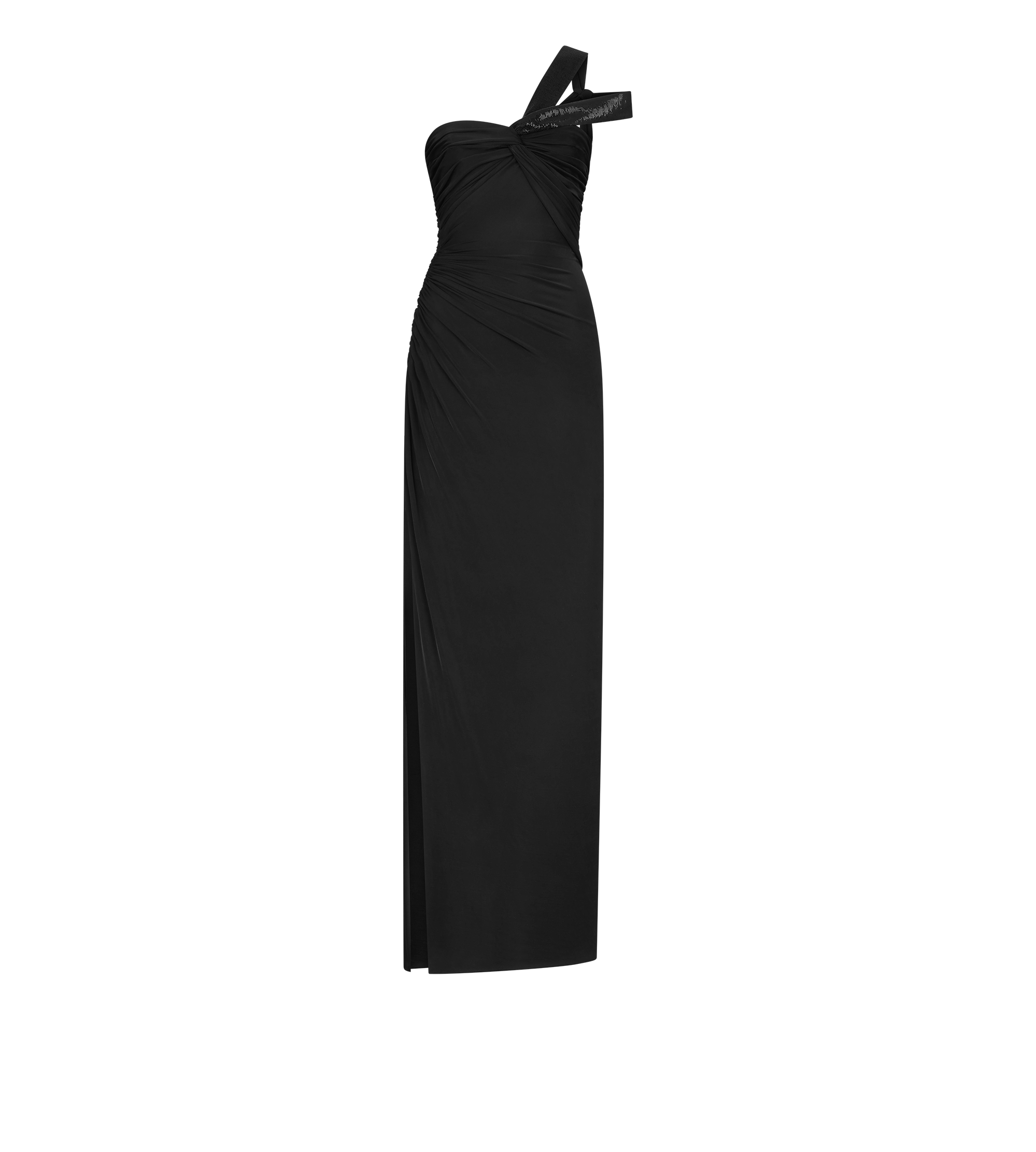ONE SHOULDER TWIST FRONT EVENING DRESS