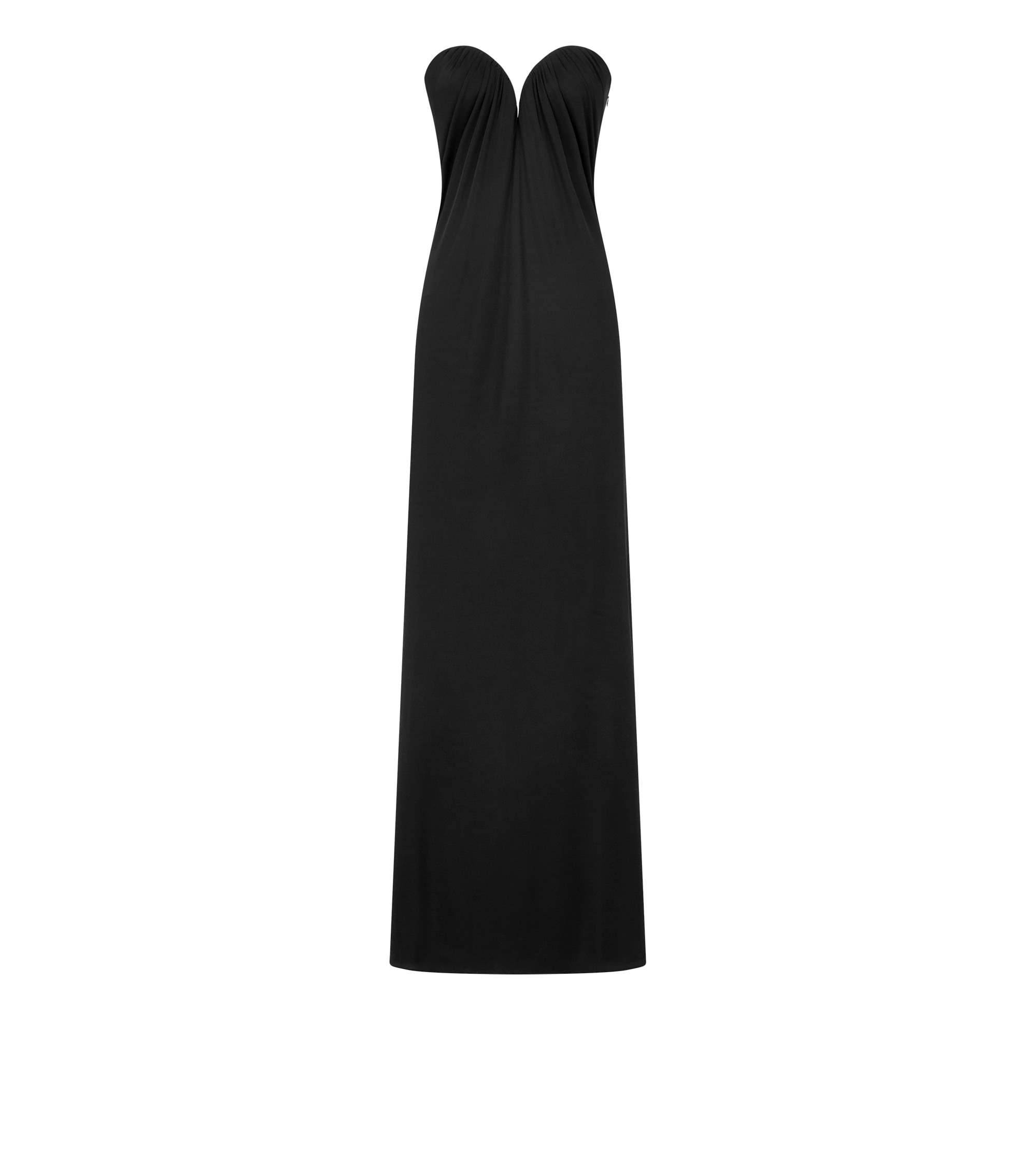 STRAPLESS DRAPED EVENING DRESS