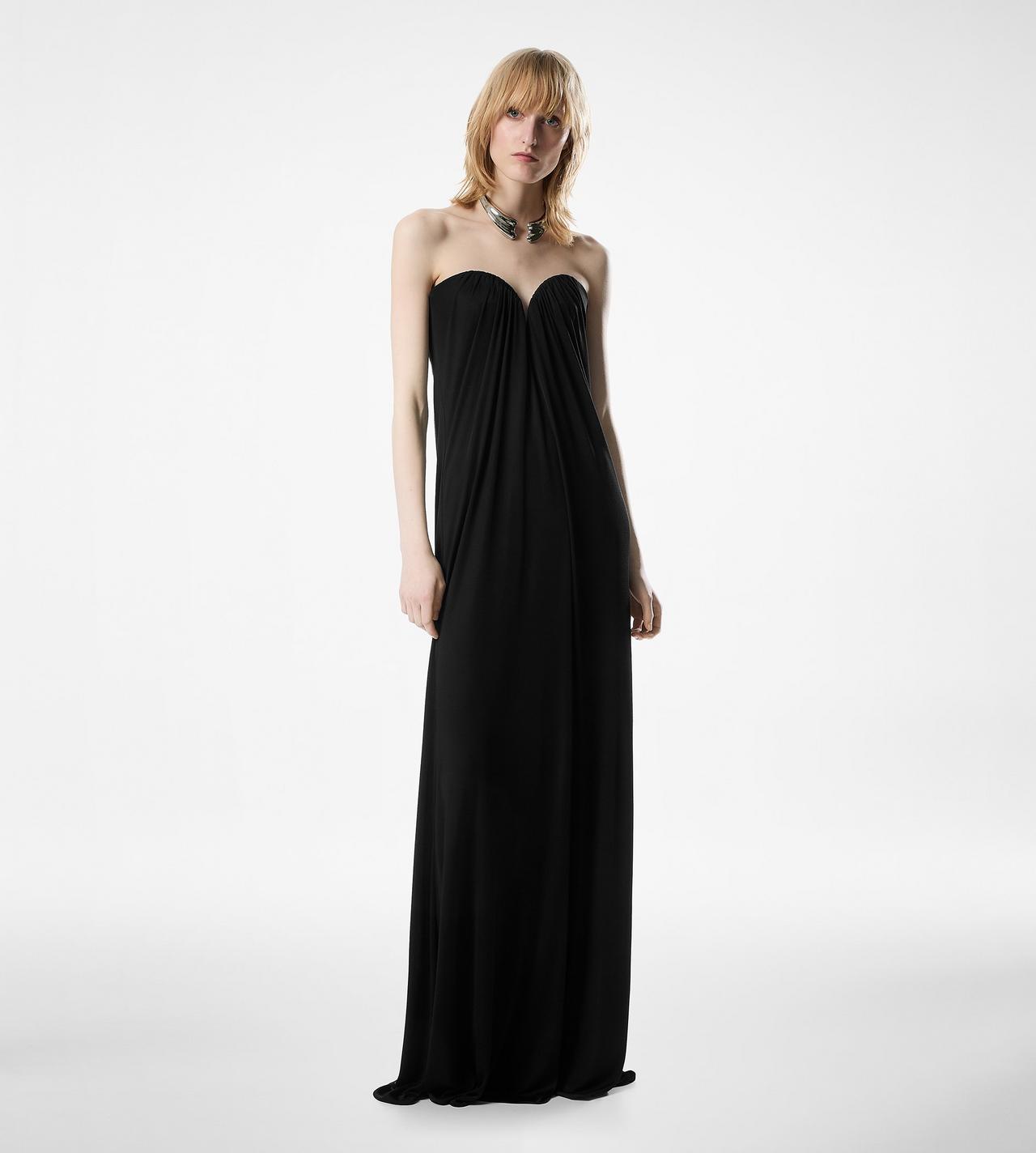 STRAPLESS DRAPED EVENING DRESS image number 1