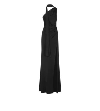 ONE SHOULDER EVENING DRESS WITH SCARF DETAIL image number 0