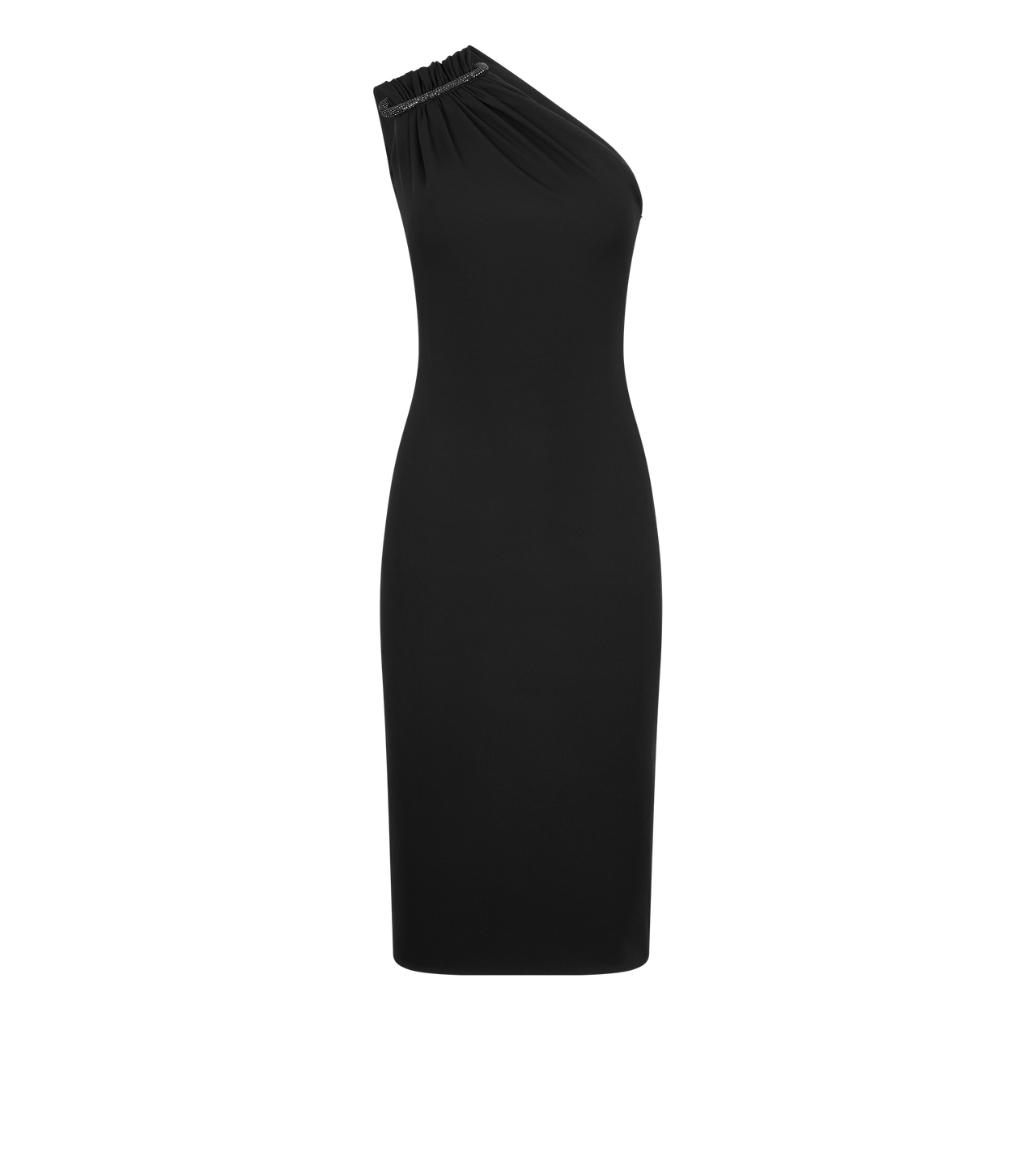 TOM FORD EMBROIDERY BLACK ONE SHOULDER COCKTAIL DRESS