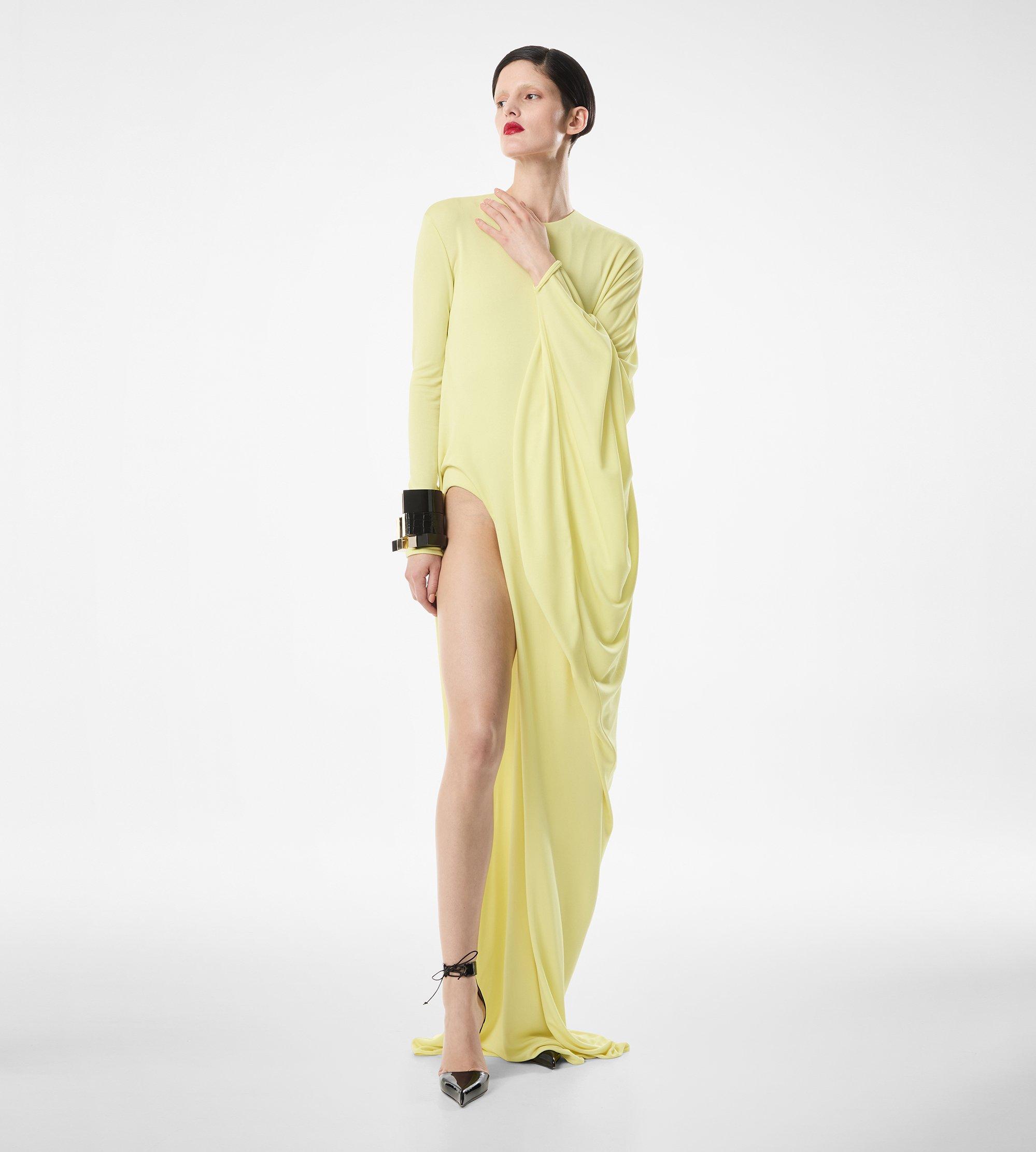 CREPE JERSEY LONG SLEEVE EVENING DRESS