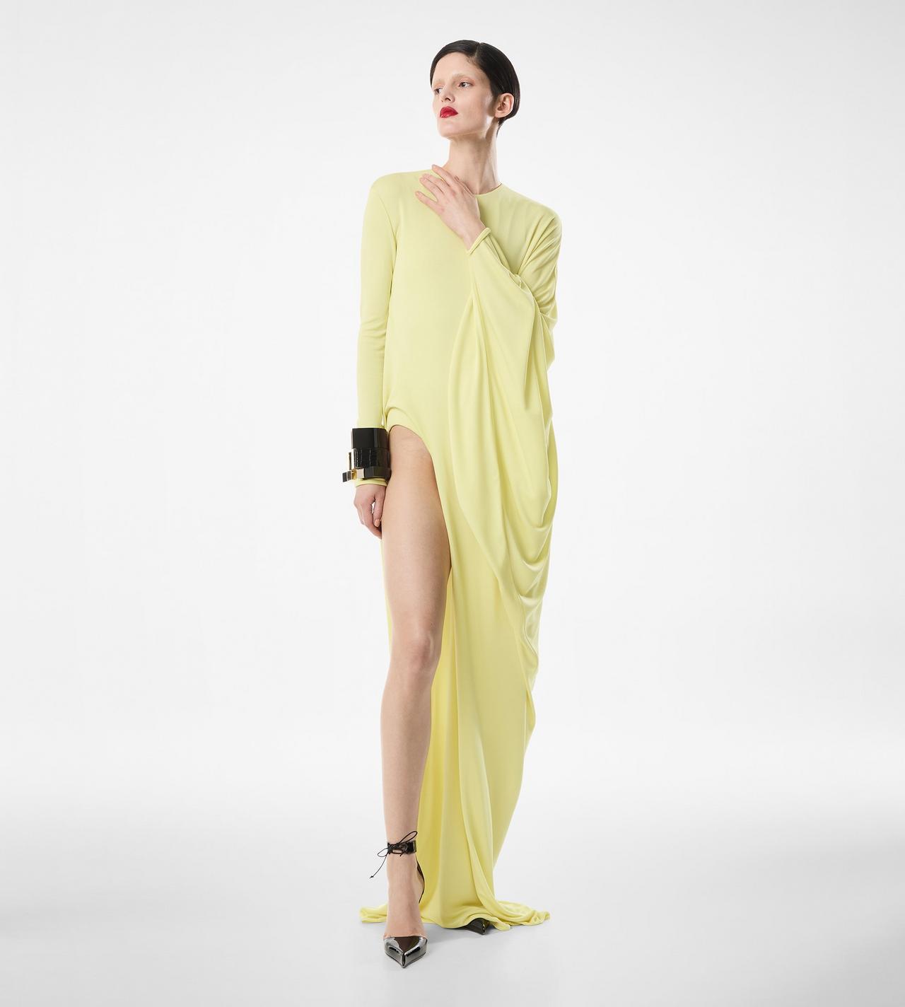 CREPE JERSEY LONG SLEEVE EVENING DRESS image number 2