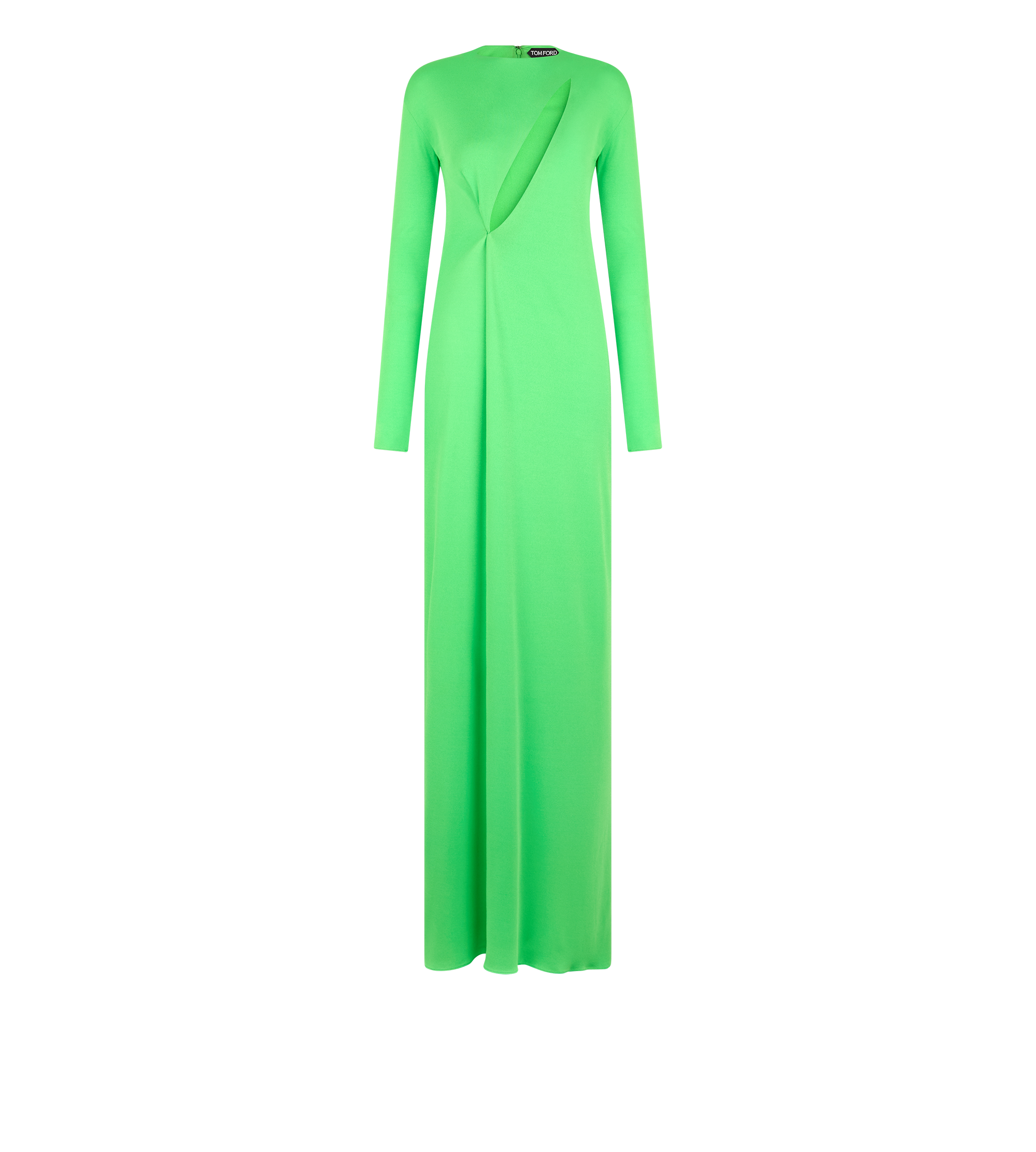 LONG SLEEVE SLASH FRONT EVENING DRESS