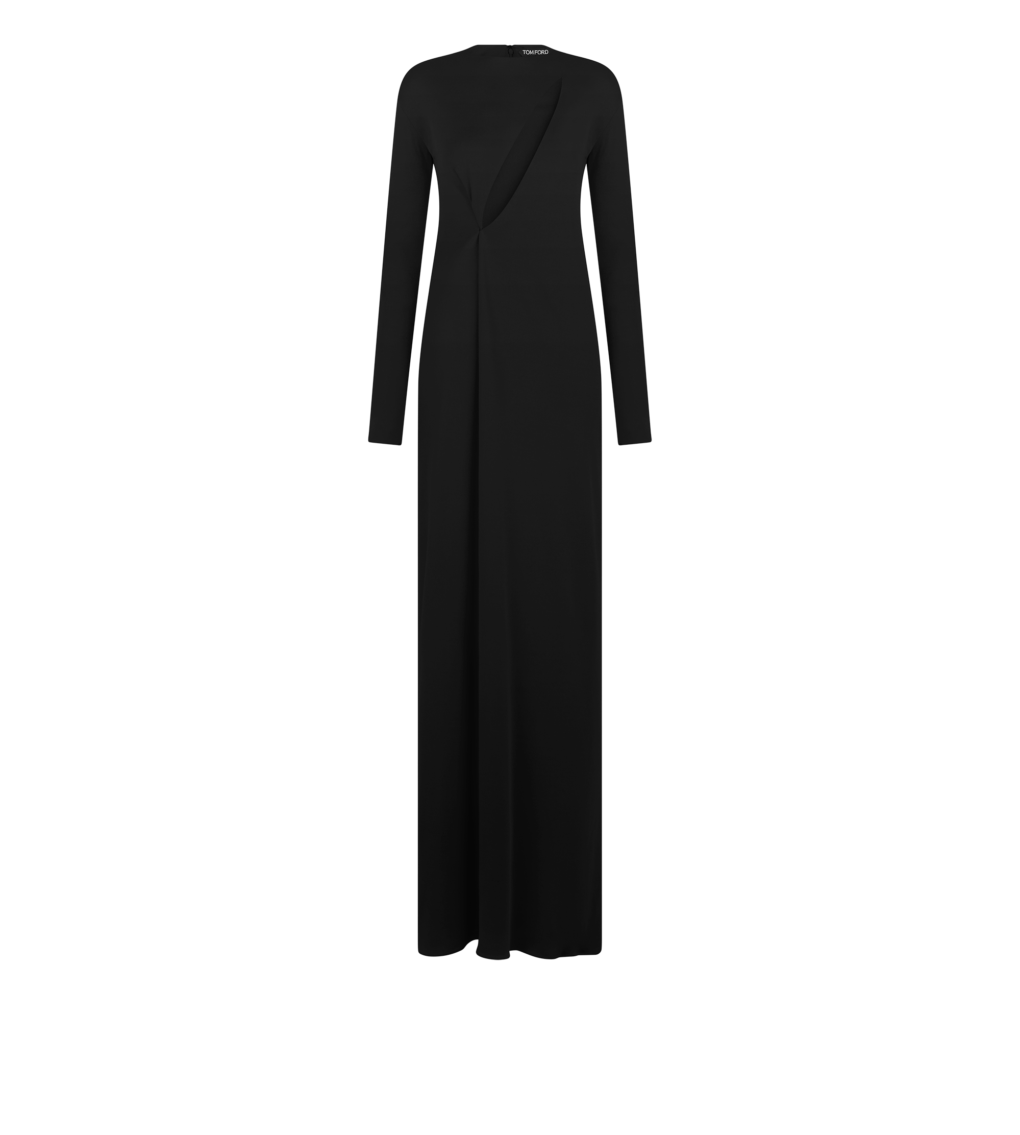 LONG SLEEVE SLASH FRONT EVENING DRESS
