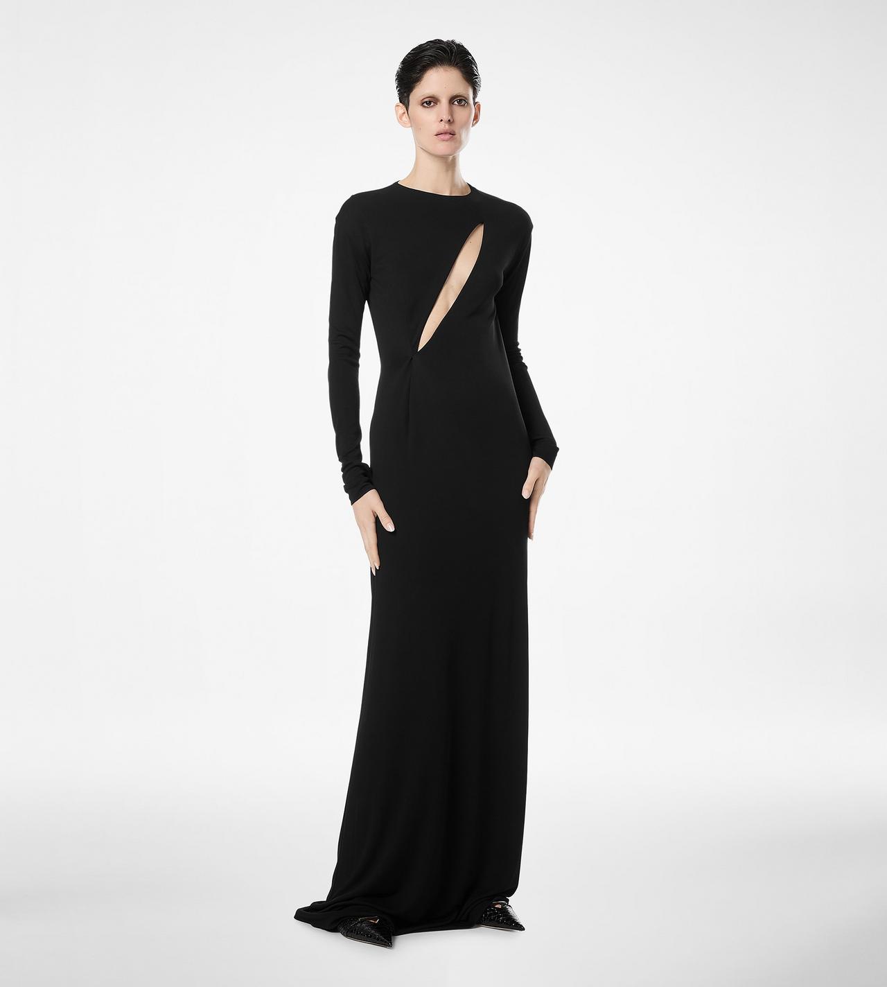 LONG SLEEVE SLASH FRONT EVENING DRESS image number 2