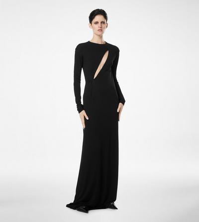 LONG SLEEVE SLASH FRONT EVENING DRESS image number 2