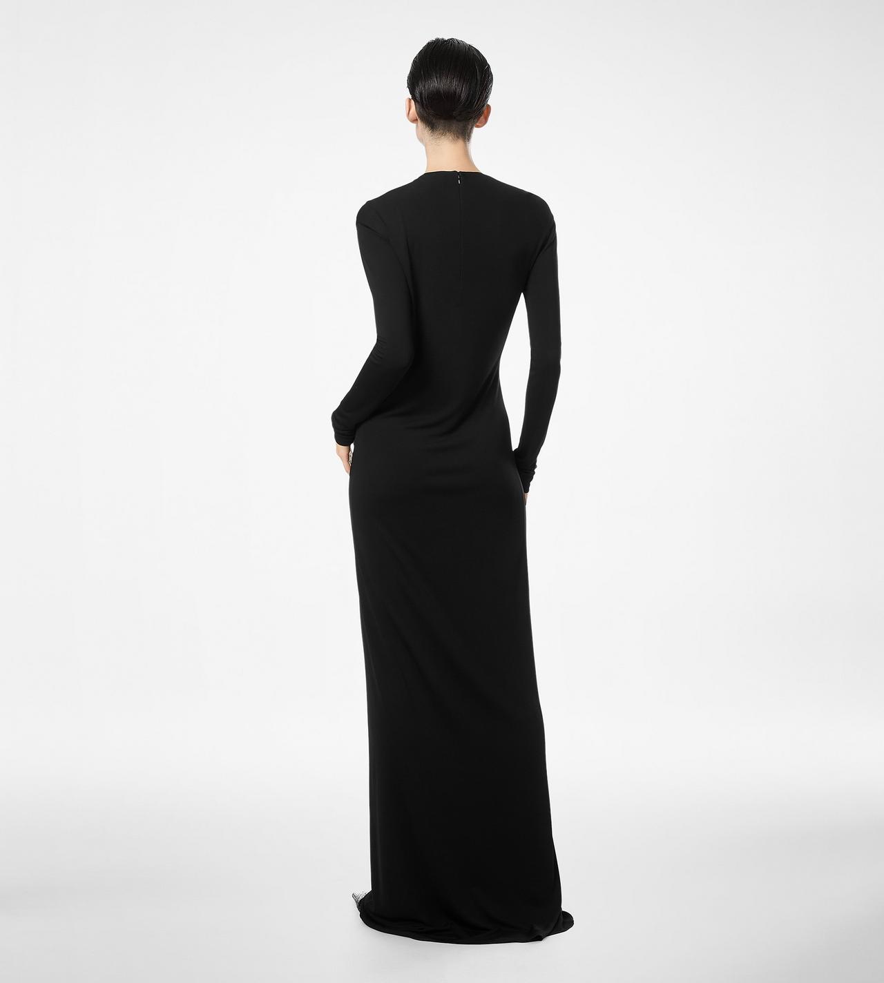 LONG SLEEVE SLASH FRONT EVENING DRESS image number 3