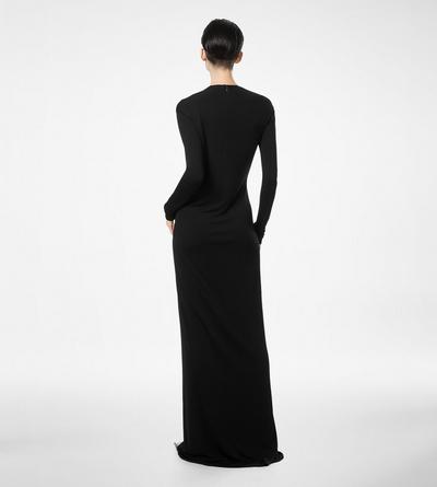 LONG SLEEVE SLASH FRONT EVENING DRESS image number 3