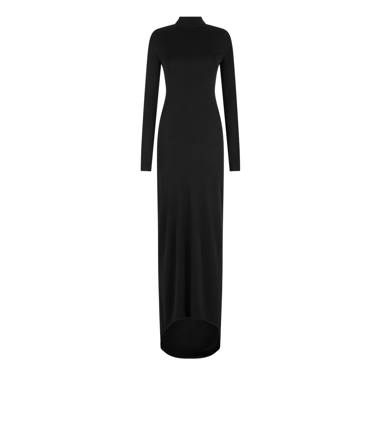 LONG SLEEVE ASYMMETRIC EVENING DRESS WITH TWISTED BACK image number 0