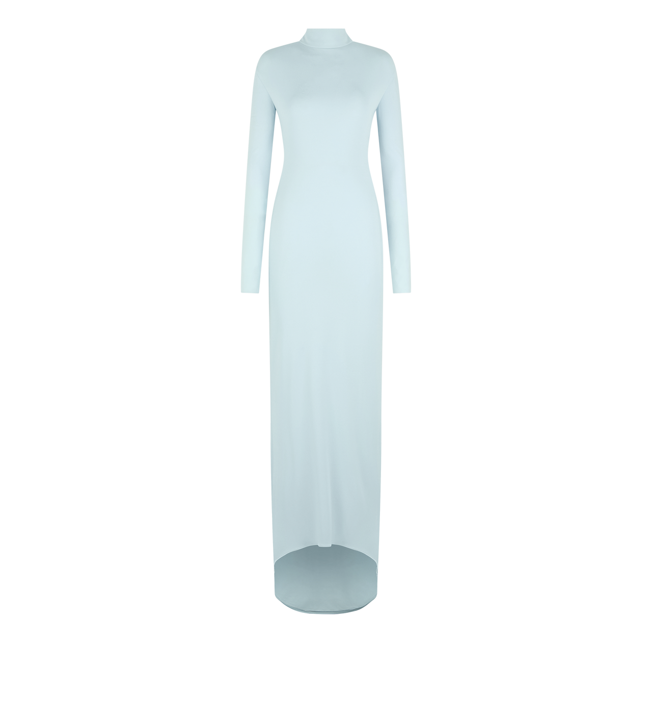 LONG SLEEVE ASYMMETRIC EVENING DRESS WITH TWISTED BACK image number 0