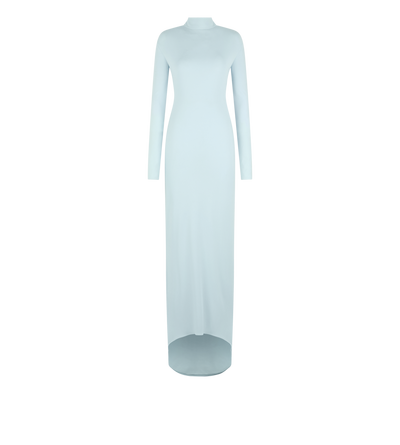 LONG SLEEVE ASYMMETRIC EVENING DRESS WITH TWISTED BACK image number 0