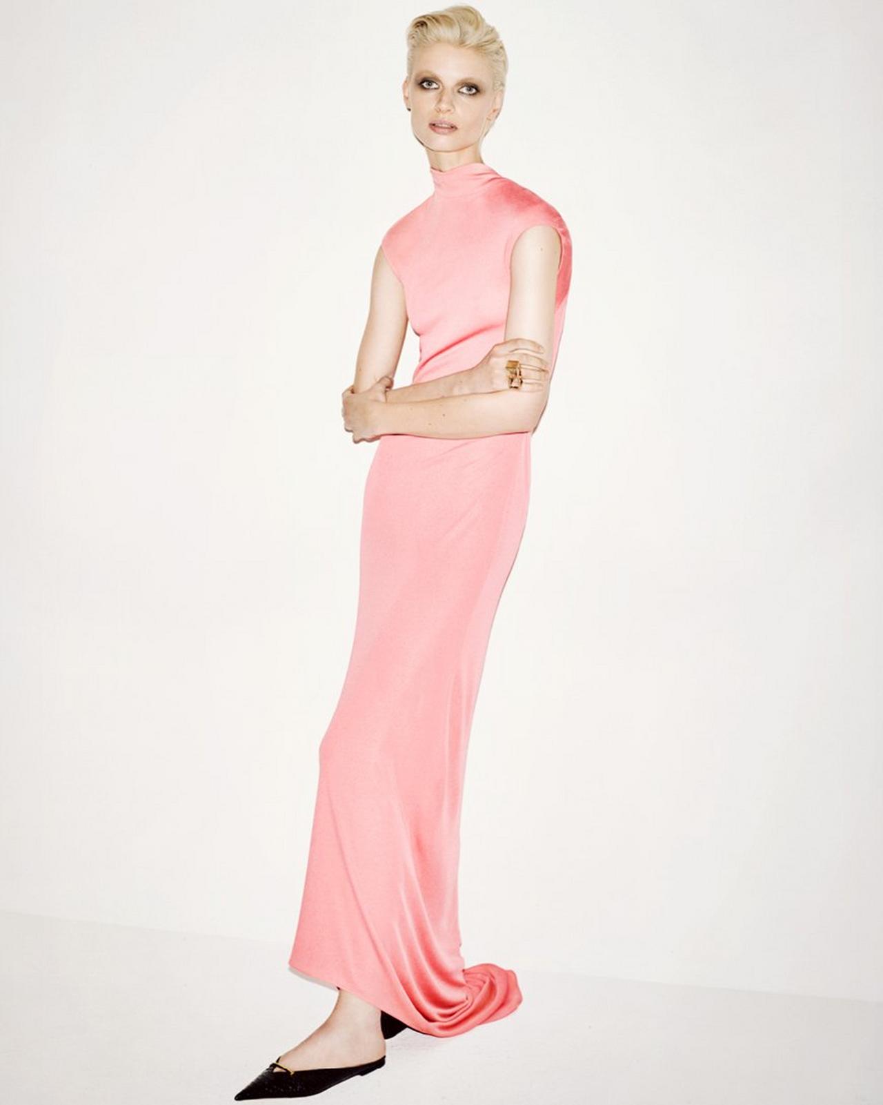 SLEEVELESS ASYMMETRIC EVENING DRESS WITH TWISTED BACK image number 1