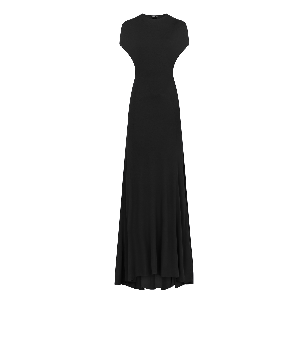 TOM FORD VISCOSE BLACK ROBE DE SOIR&Eacute;E DOS NU IMPOSSIBLE &Agrave; MANCHERONS AVEC TRAINE