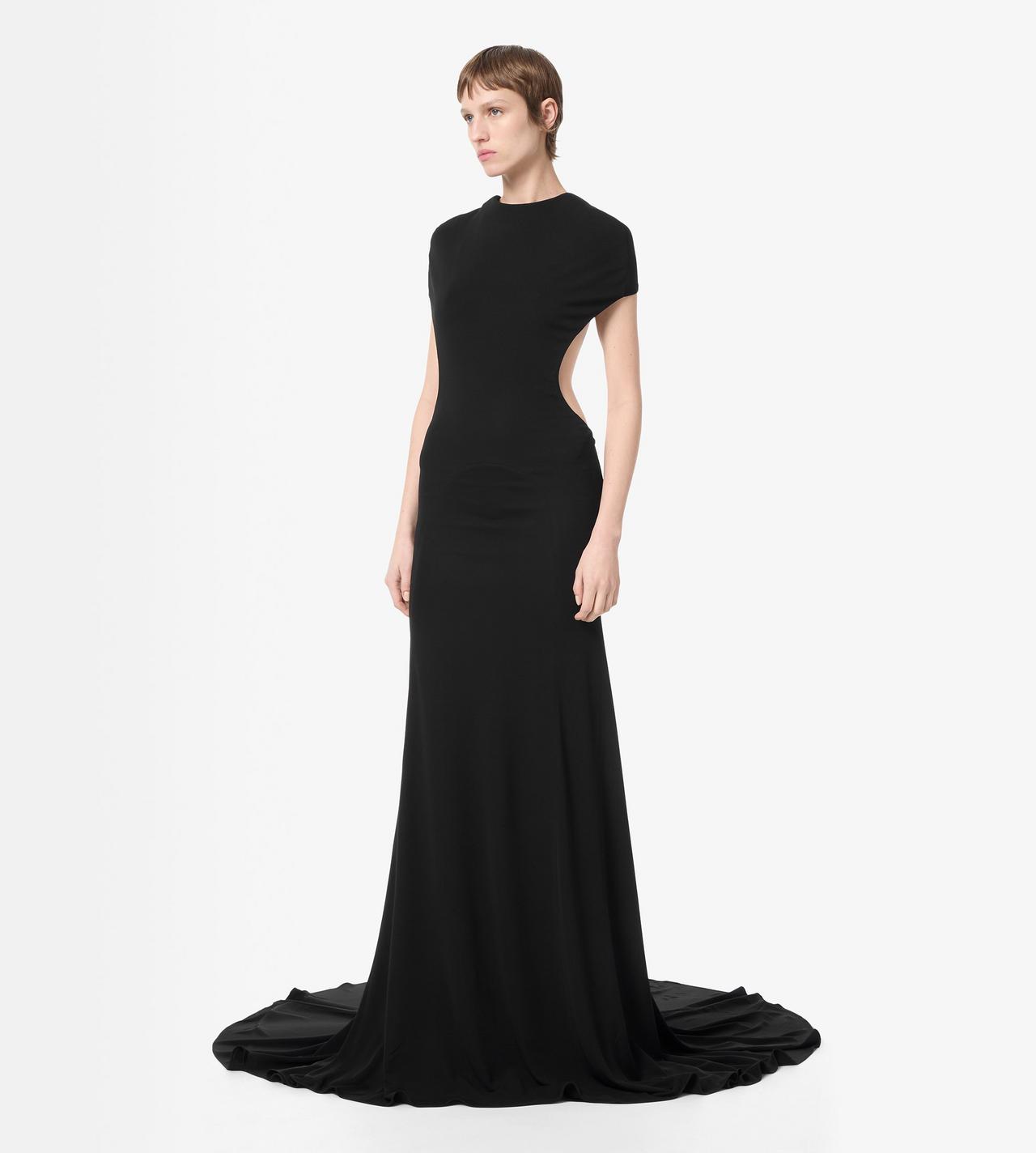 TOM FORD VISCOSE BLACK ROBE DE SOIR&Eacute;E DOS NU IMPOSSIBLE &Agrave; MANCHERONS AVEC TRAINE