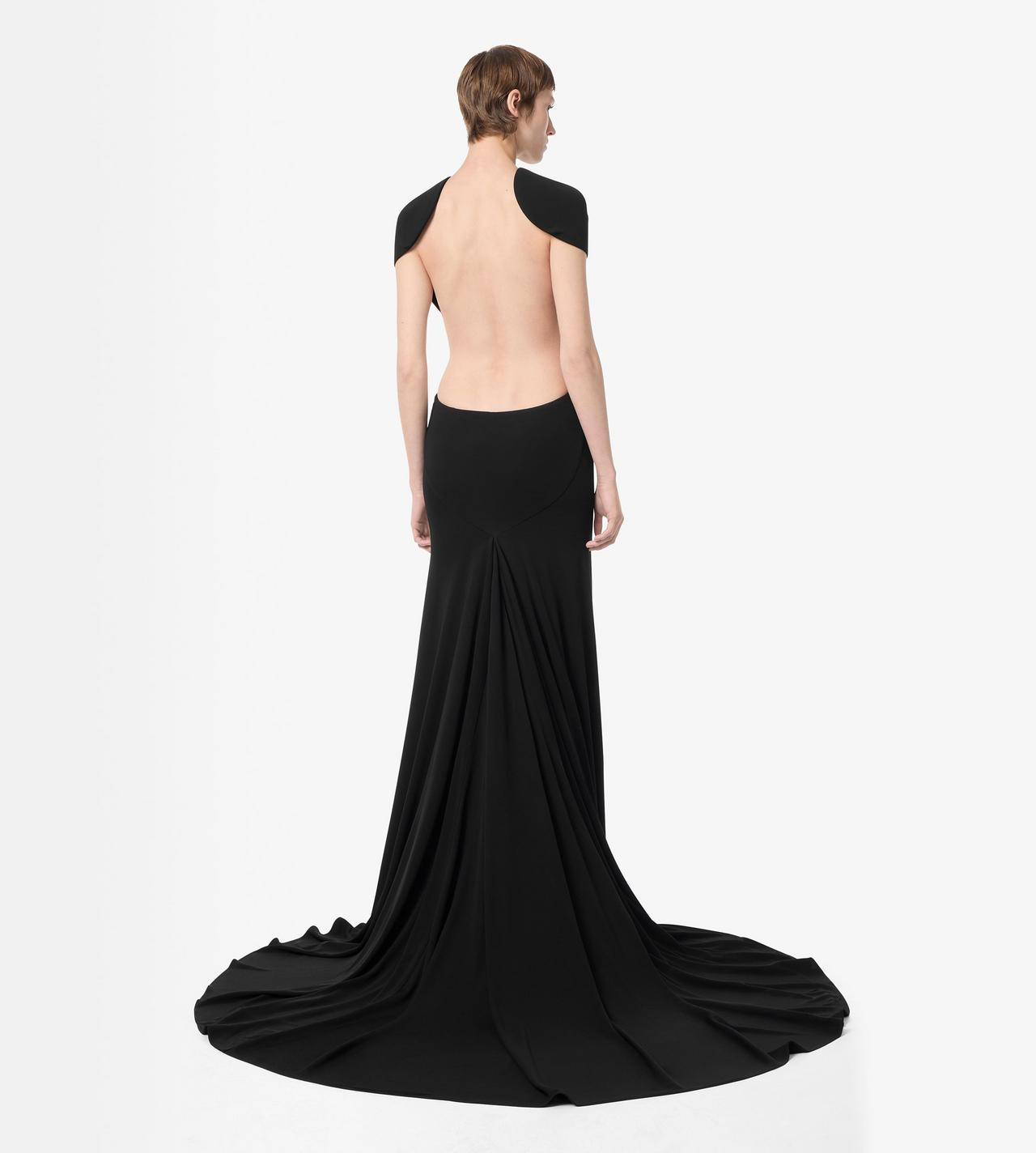 TOM FORD VISCOSE BLACK ROBE DE SOIR&Eacute;E DOS NU IMPOSSIBLE &Agrave; MANCHERONS AVEC TRAINE