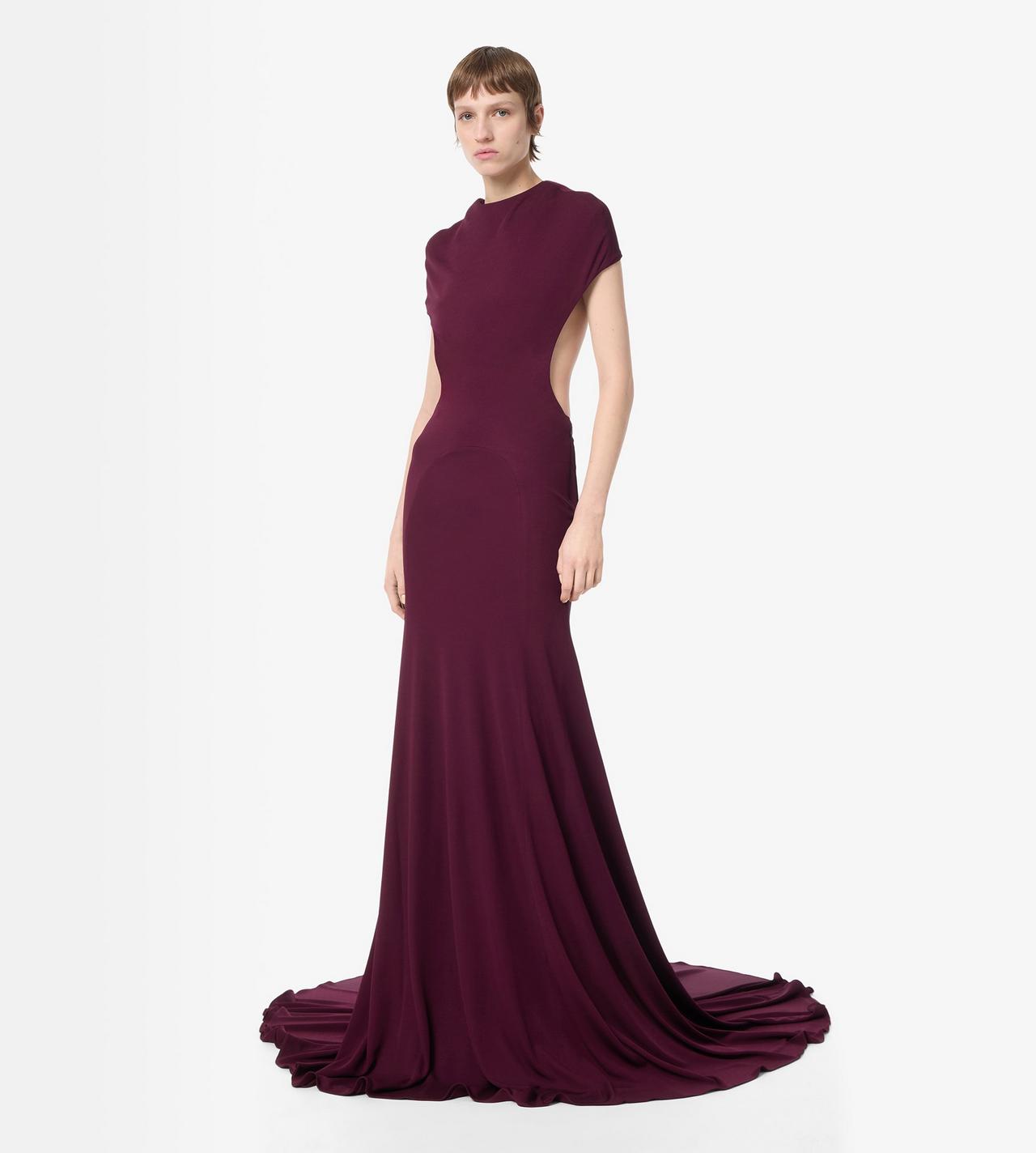 IMPOSSIBLE BACKLESS CAP SLEEVE EVENING DRESS WITH TRAIN image number 2