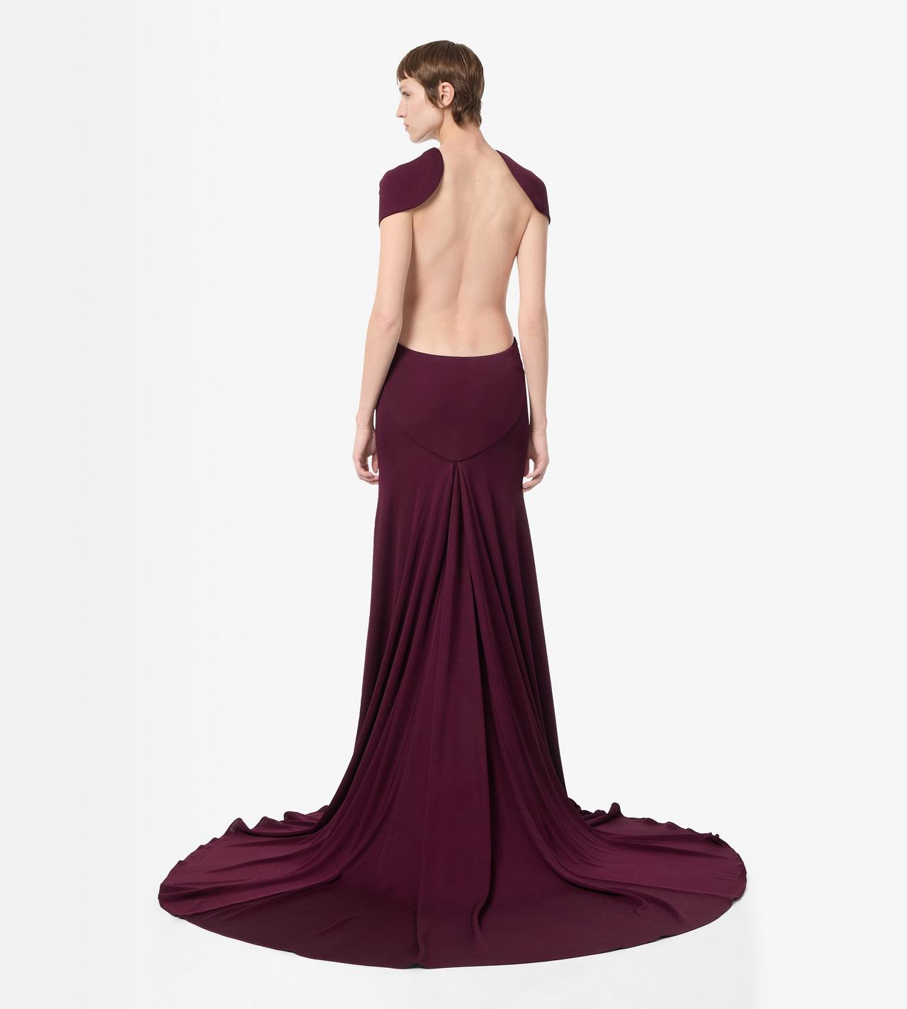 IMPOSSIBLE BACKLESS CAP SLEEVE EVENING DRESS WITH TRAIN image number 3