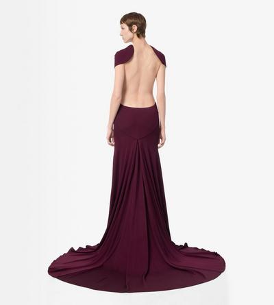 IMPOSSIBLE BACKLESS CAP SLEEVE EVENING DRESS WITH TRAIN image number 3