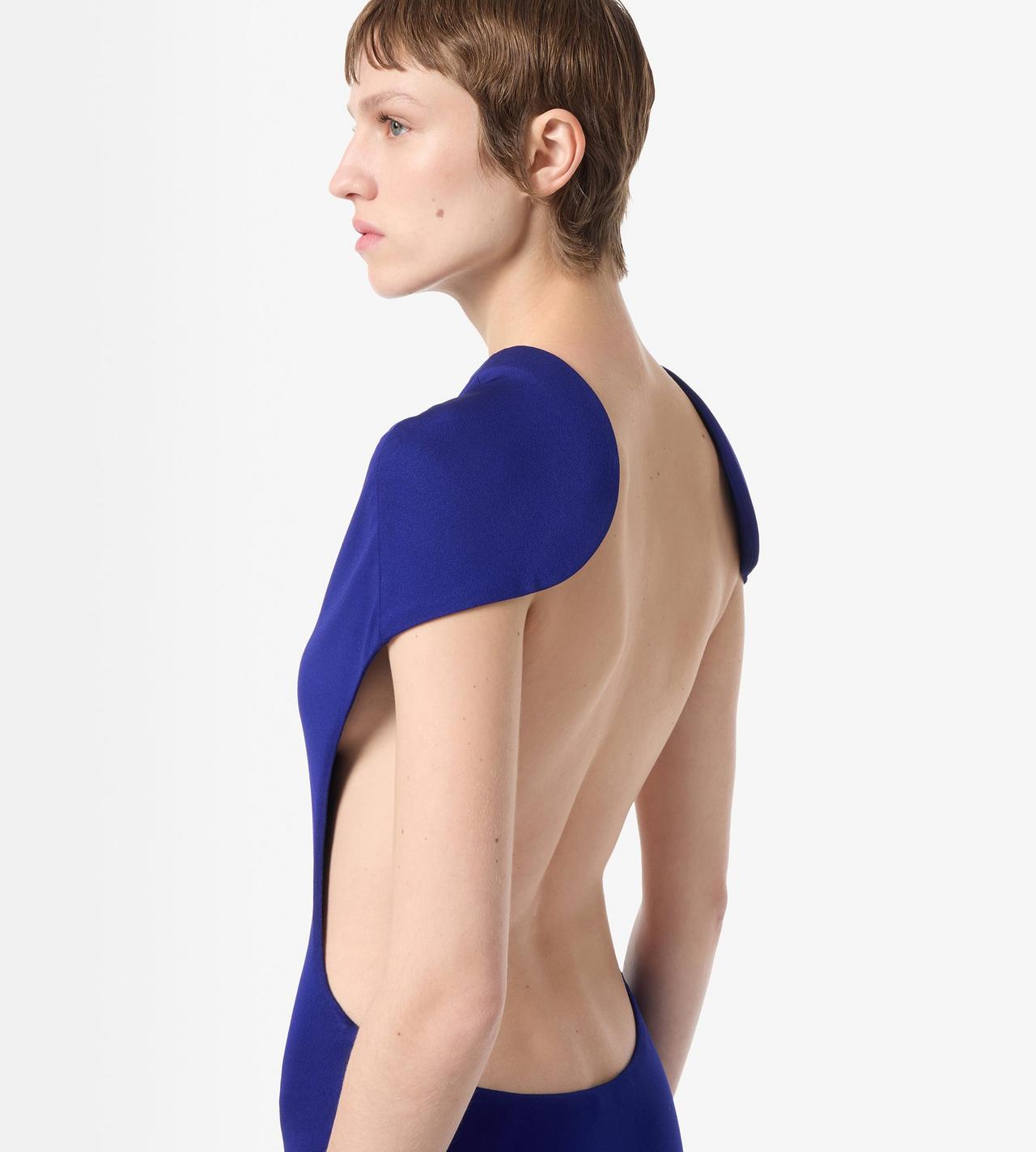 IMPOSSIBLE BACKLESS CAP SLEEVE EVENING DRESS WITH TRAIN image number 1