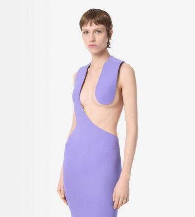 TOM FORD VISCOSE BLEND BRIGHT LILAC + CITRON IMPOSSIBLE ASYMMETRIC BACKLESS EVENING DRESS
