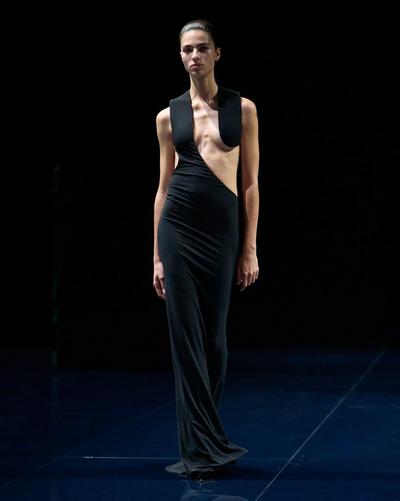 IMPOSSIBLE ASYMMETRIC BACKLESS EVENING DRESS image number 5