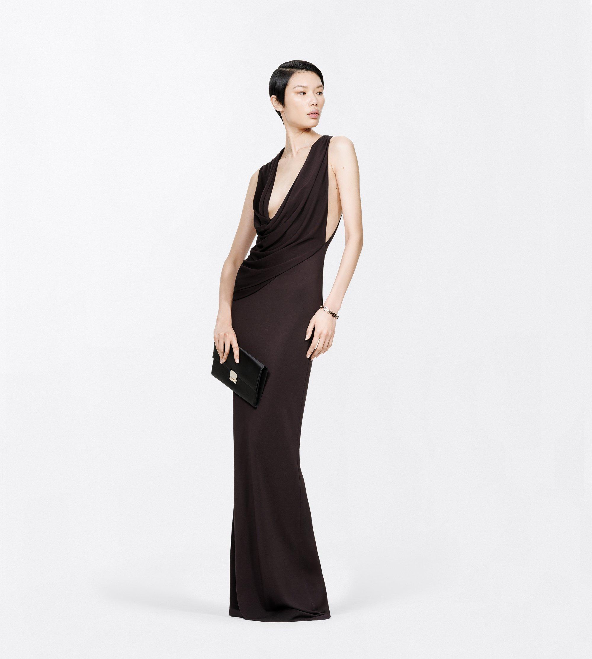 CREPE JERSEY ASYMMETRIC DRAPED EVENING DRESS