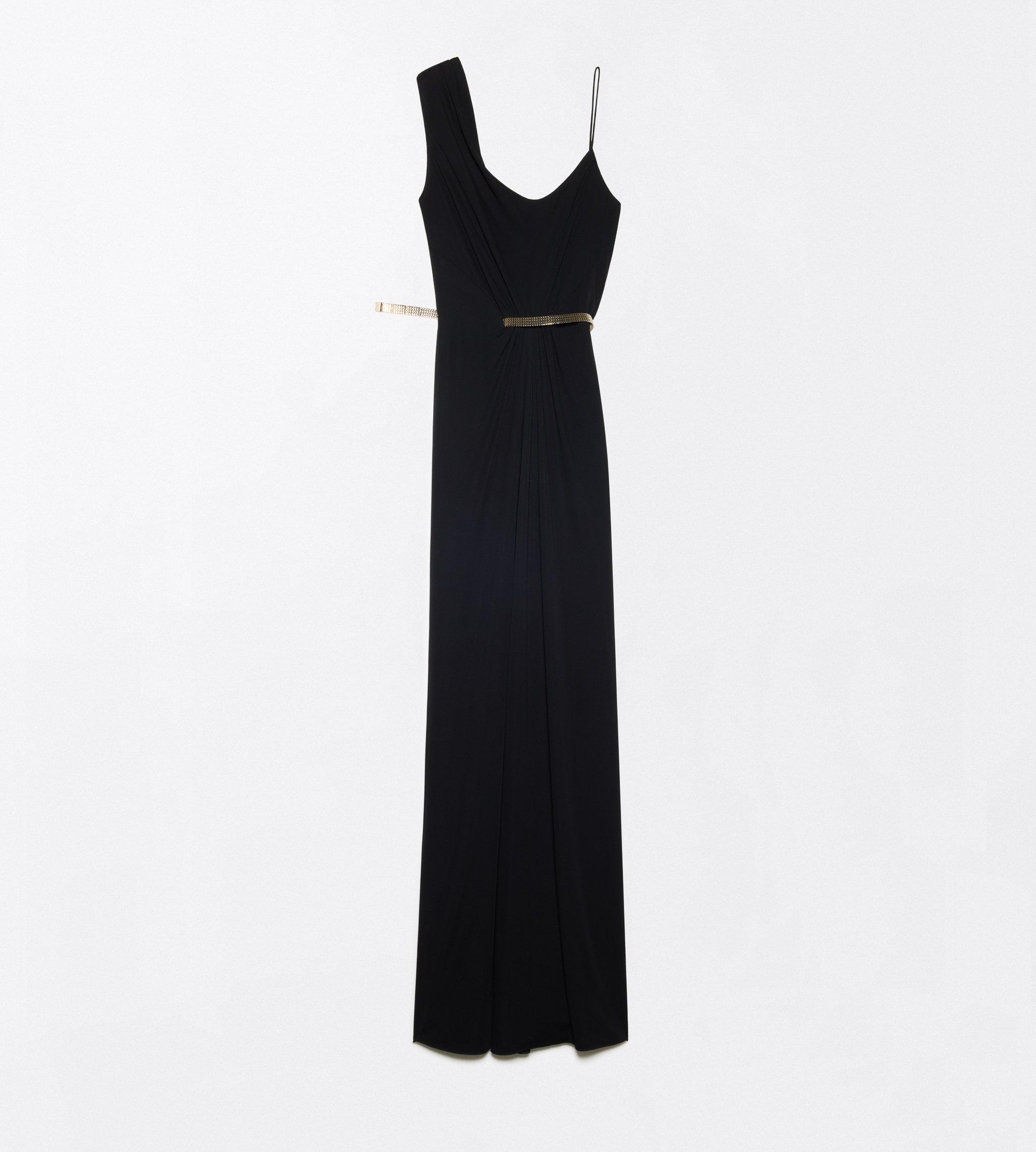 CREPE JERSEY ASYMMETRIC DRAPED EVENING DRESS