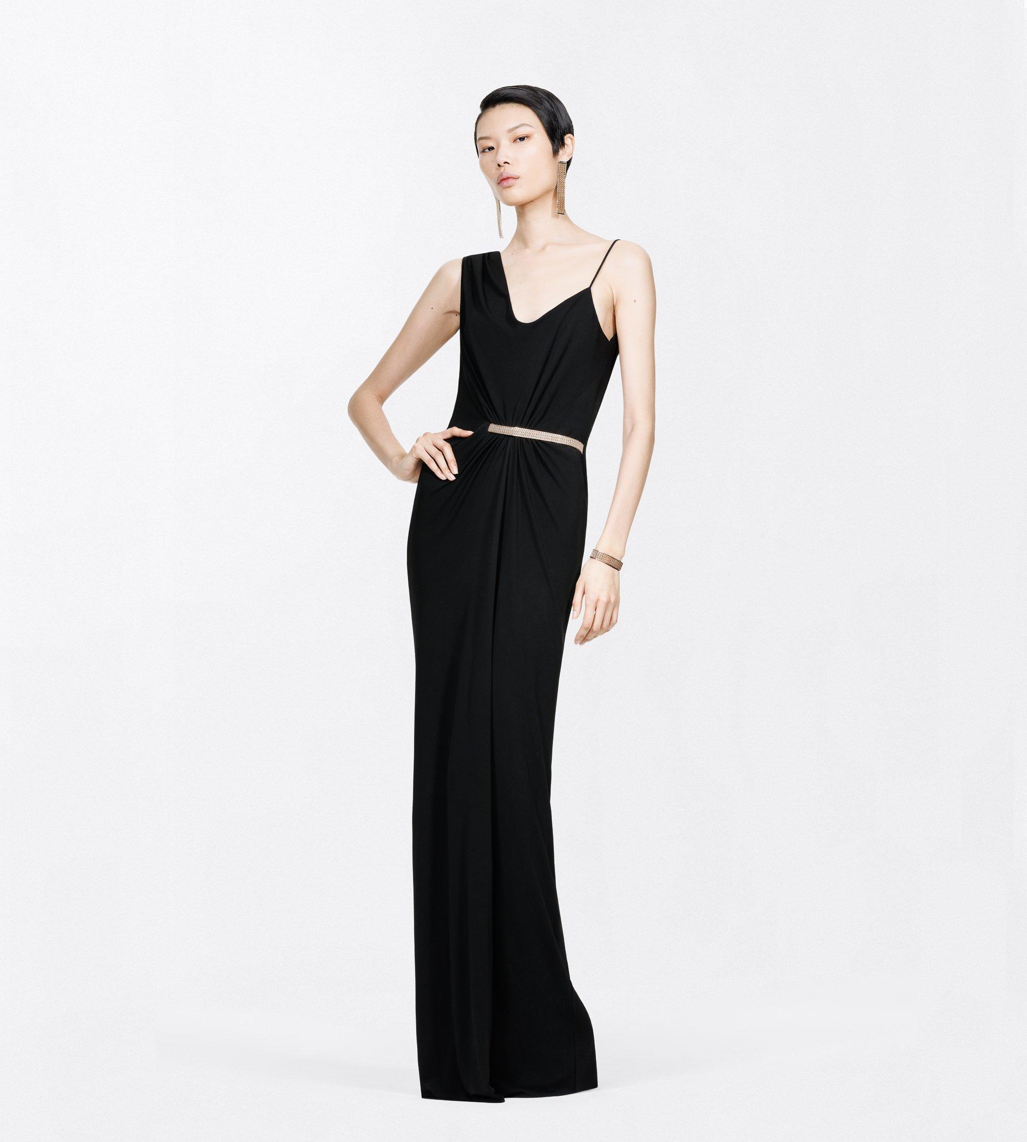 CREPE JERSEY ASYMMETRIC DRAPED EVENING DRESS