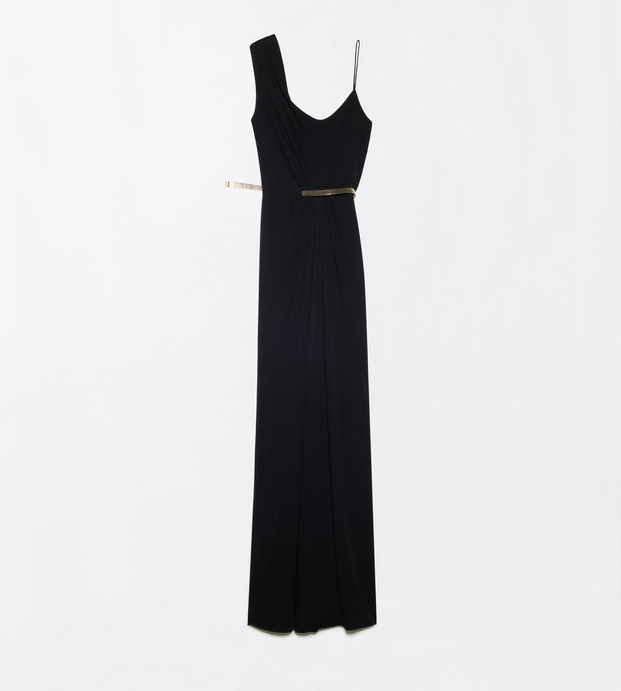 TOM FORD VISCOSE BLACK CREPE JERSEY ASYMMETRIC DRAPED EVENING DRESS