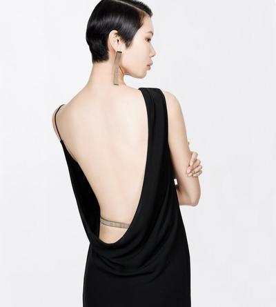 TOM FORD VISCOSE BLACK CREPE JERSEY ASYMMETRIC DRAPED EVENING DRESS