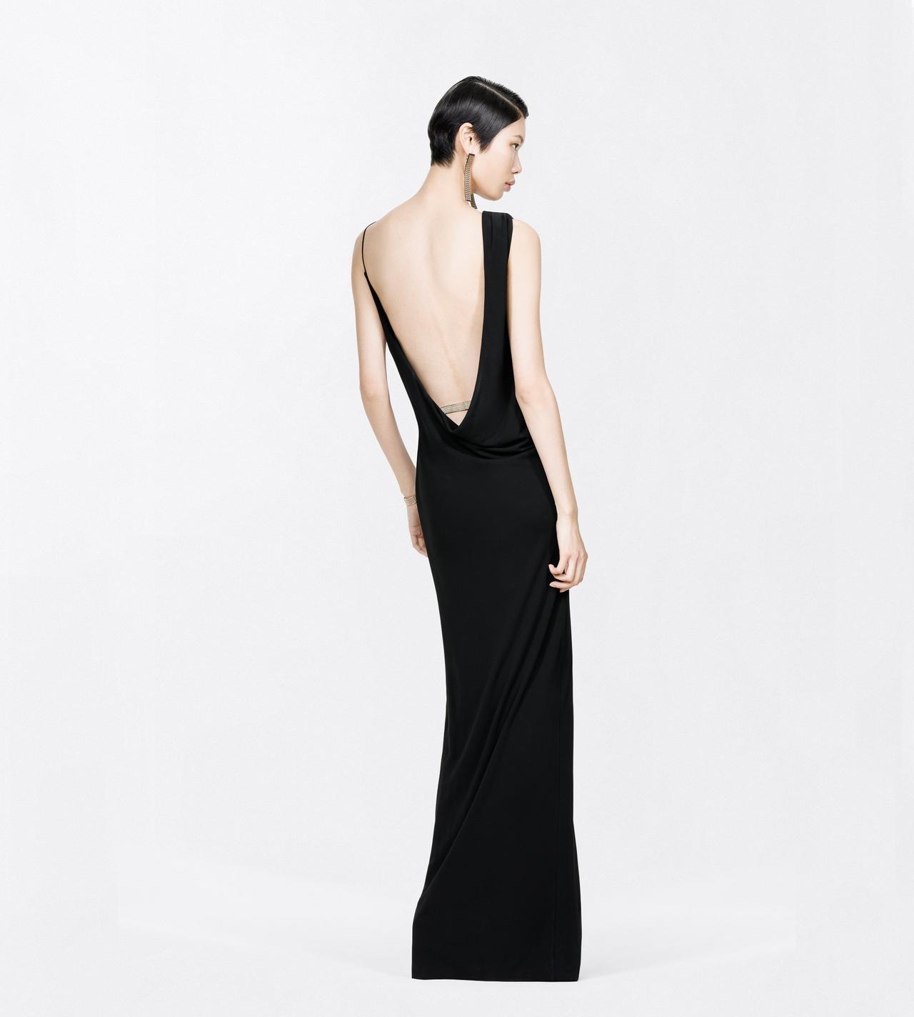 TOM FORD VISCOSE BLACK CREPE JERSEY ASYMMETRIC DRAPED EVENING DRESS