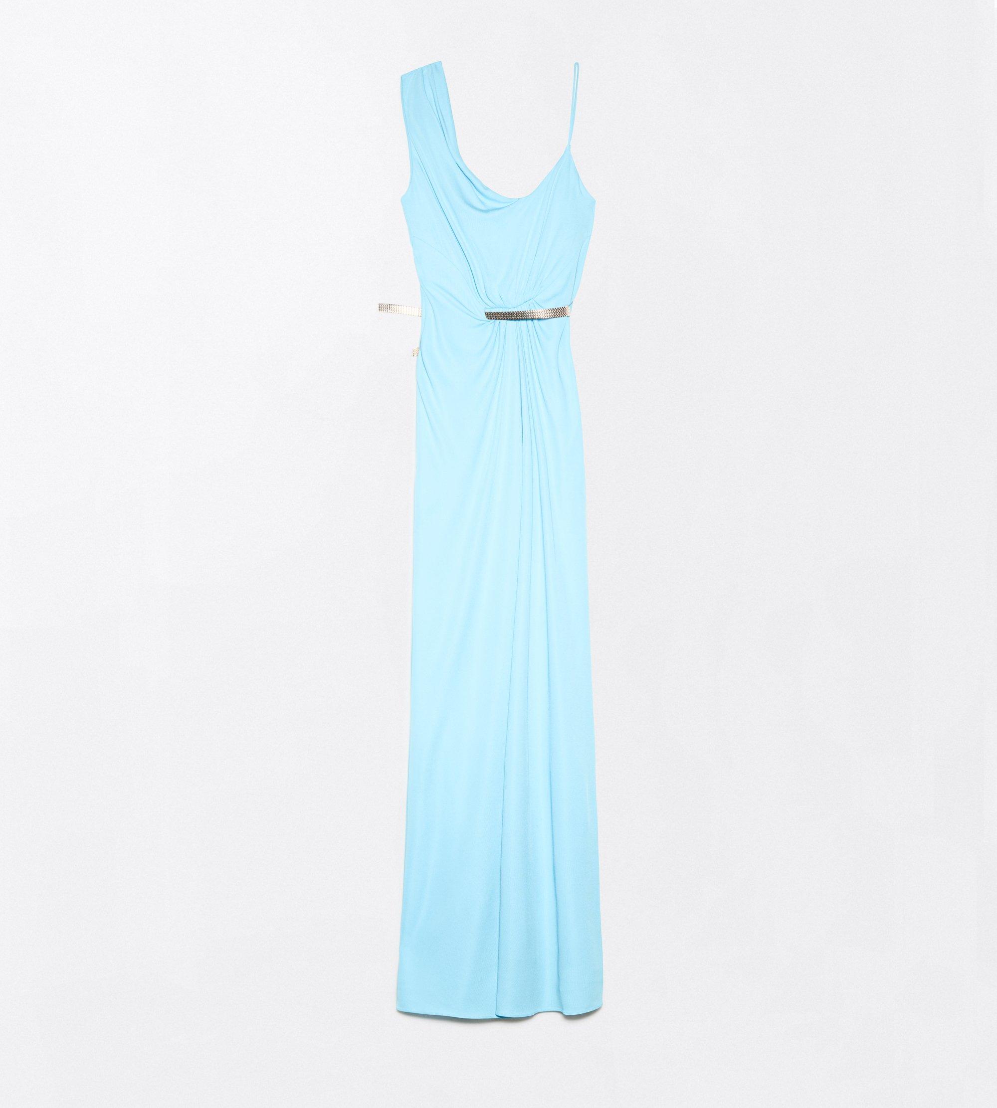 CREPE JERSEY ASYMMETRIC DRAPED EVENING DRESS