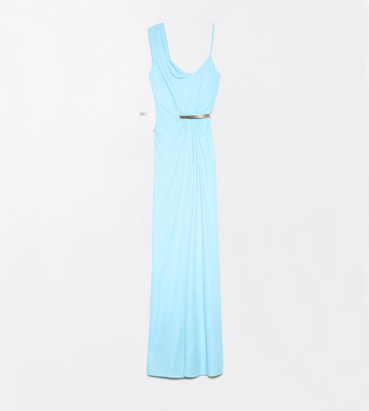 TOM FORD VISCOSE AQUA BLUE CREPE JERSEY ASYMMETRIC DRAPED EVENING DRESS