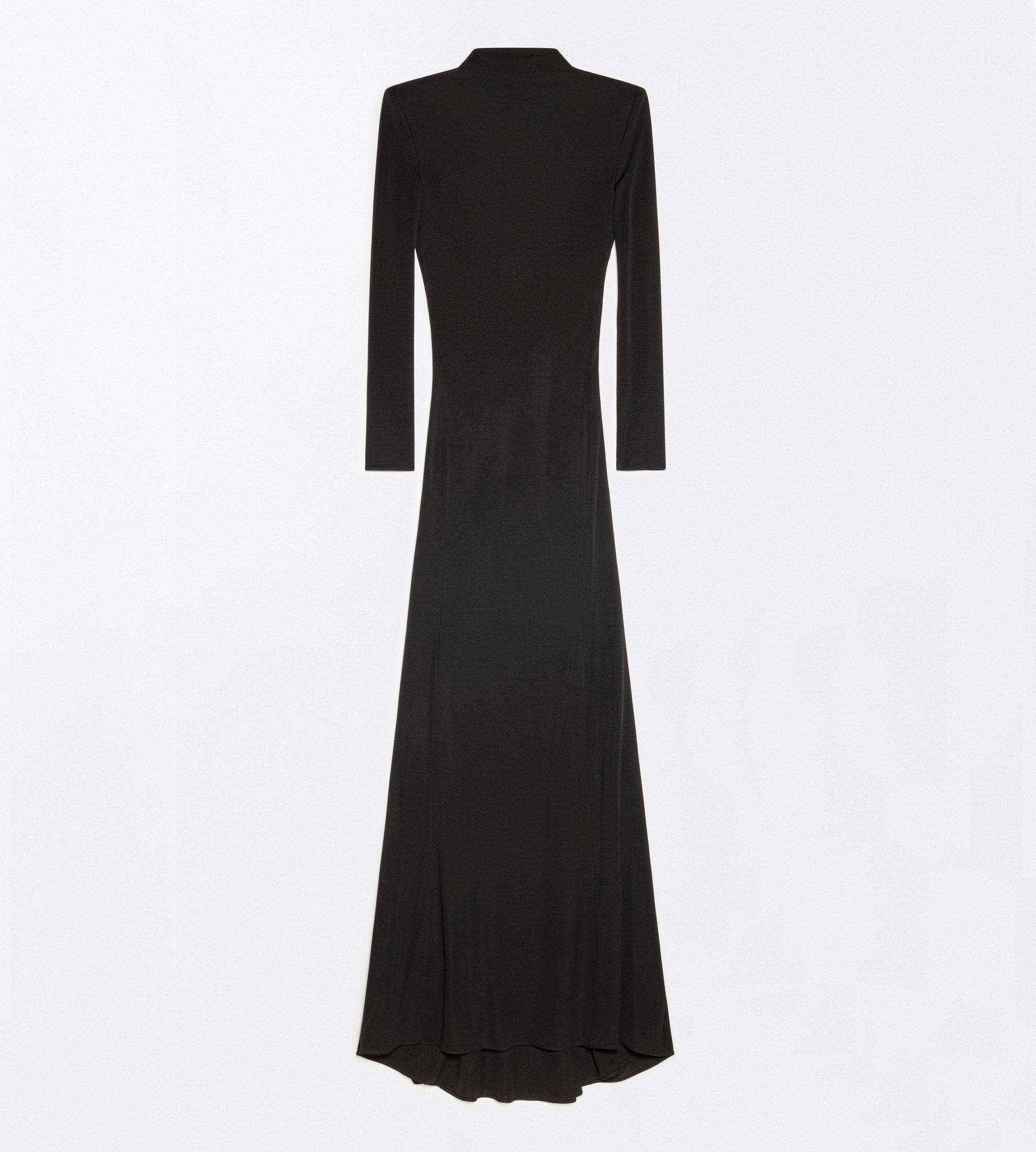 CREPE JERSEY LONG SLEEVE EVENING DRESS WITH CUT-OUT