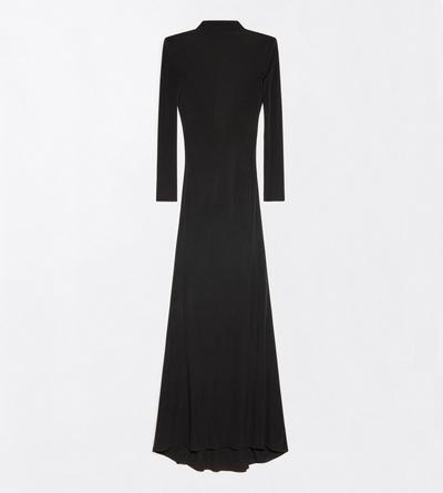 TOM FORD VISCOSE BLACK CREPE JERSEY LONG SLEEVE EVENING DRESS WITH CUT-OUT