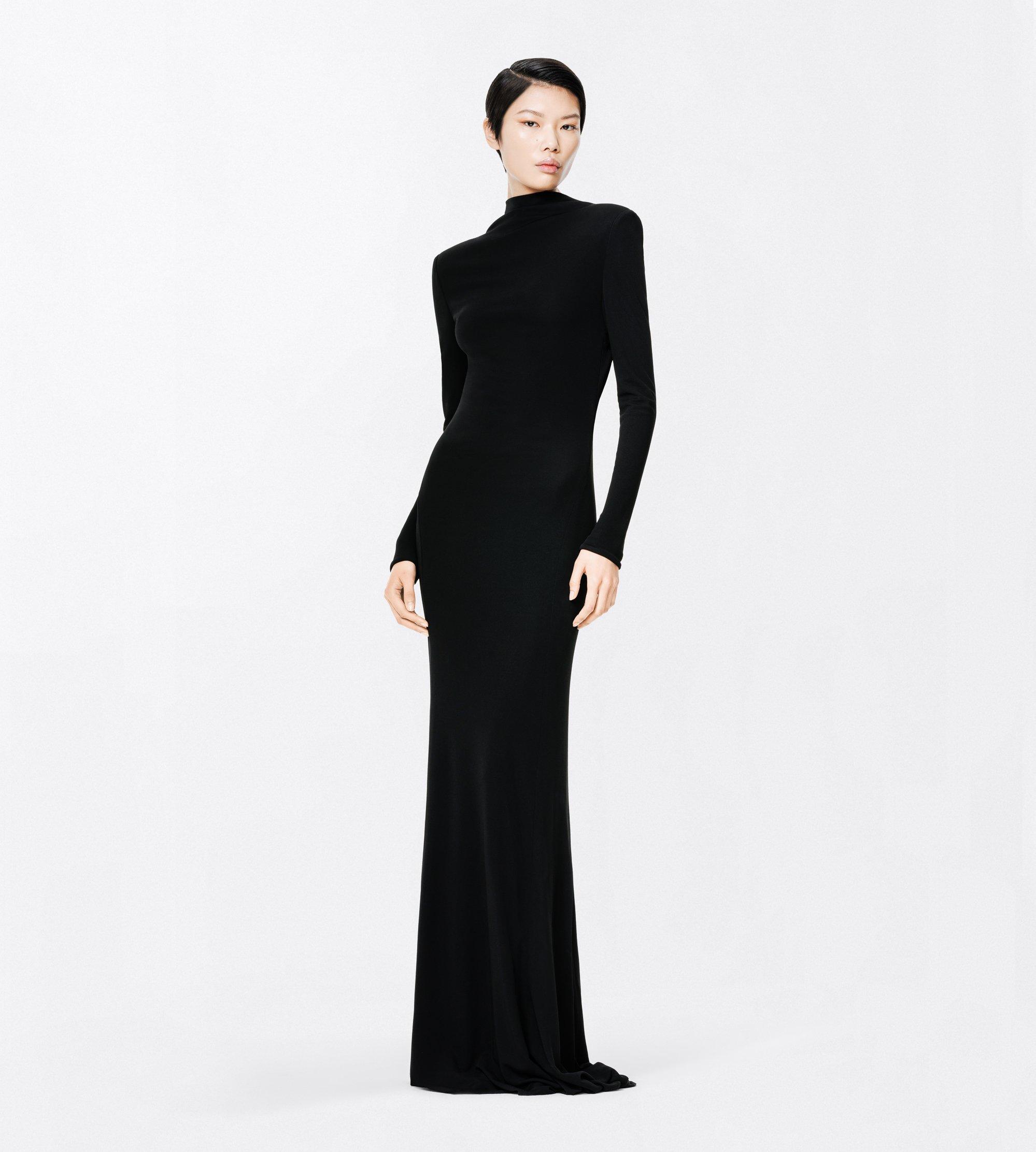 CREPE JERSEY LONG SLEEVE EVENING DRESS WITH CUT-OUT | TOM FORD Fashion
