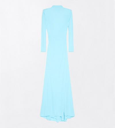 CREPE JERSEY LONG SLEEVE EVENING DRESS WITH CUT-OUT