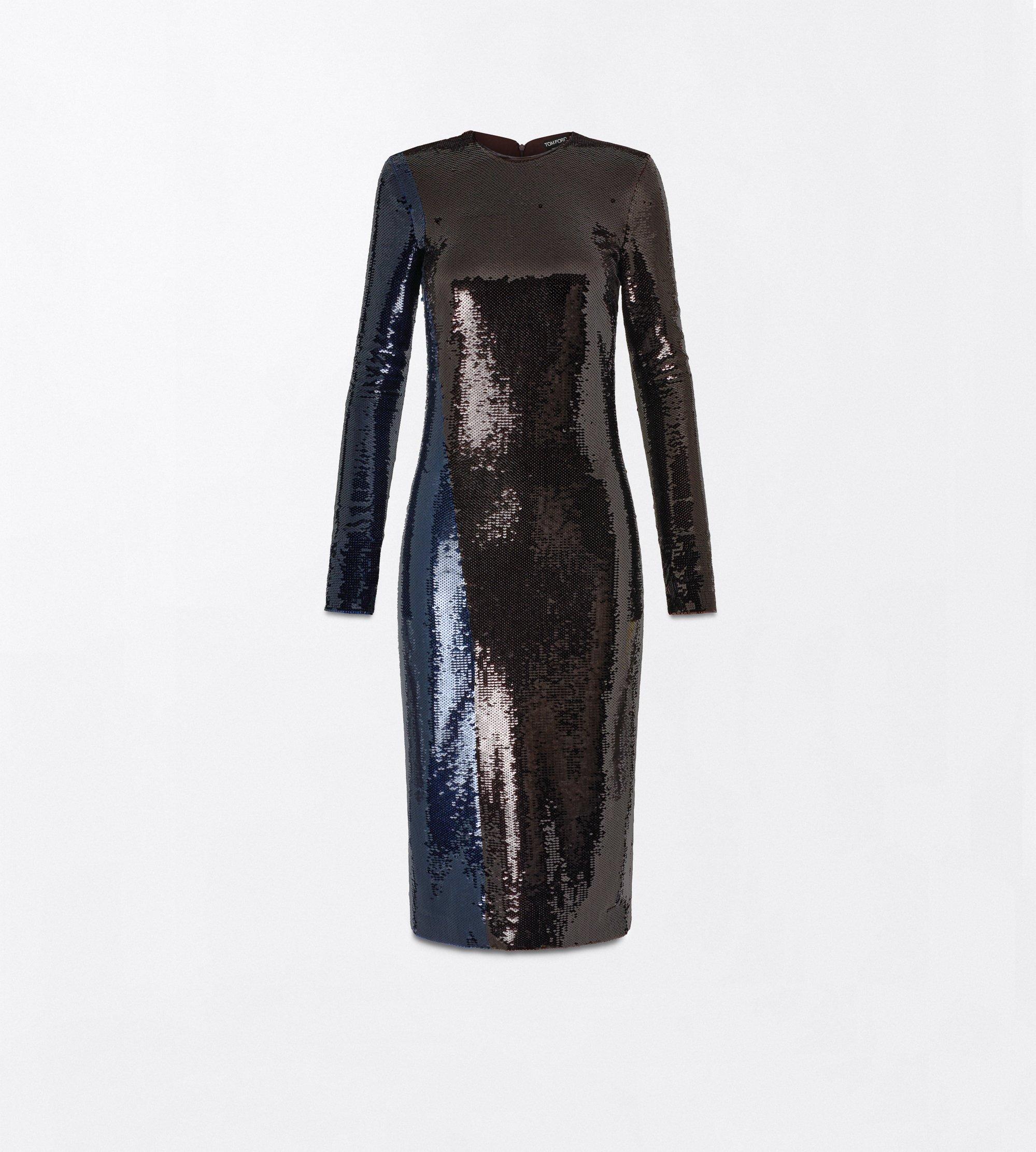 PAILLETTES EMBROIDERY LONG SLEEVE COCKTAIL DRESS