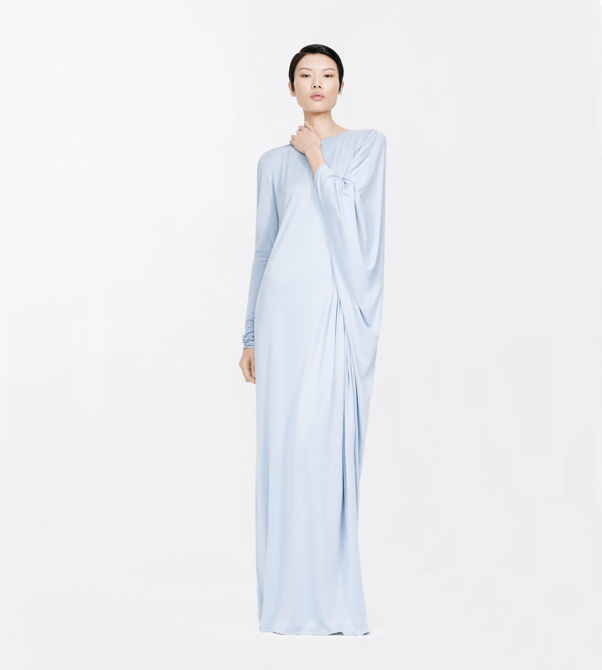 WASHED JERSEY ASYMMETRIC EVENING DRESS WITH OPEN BACK