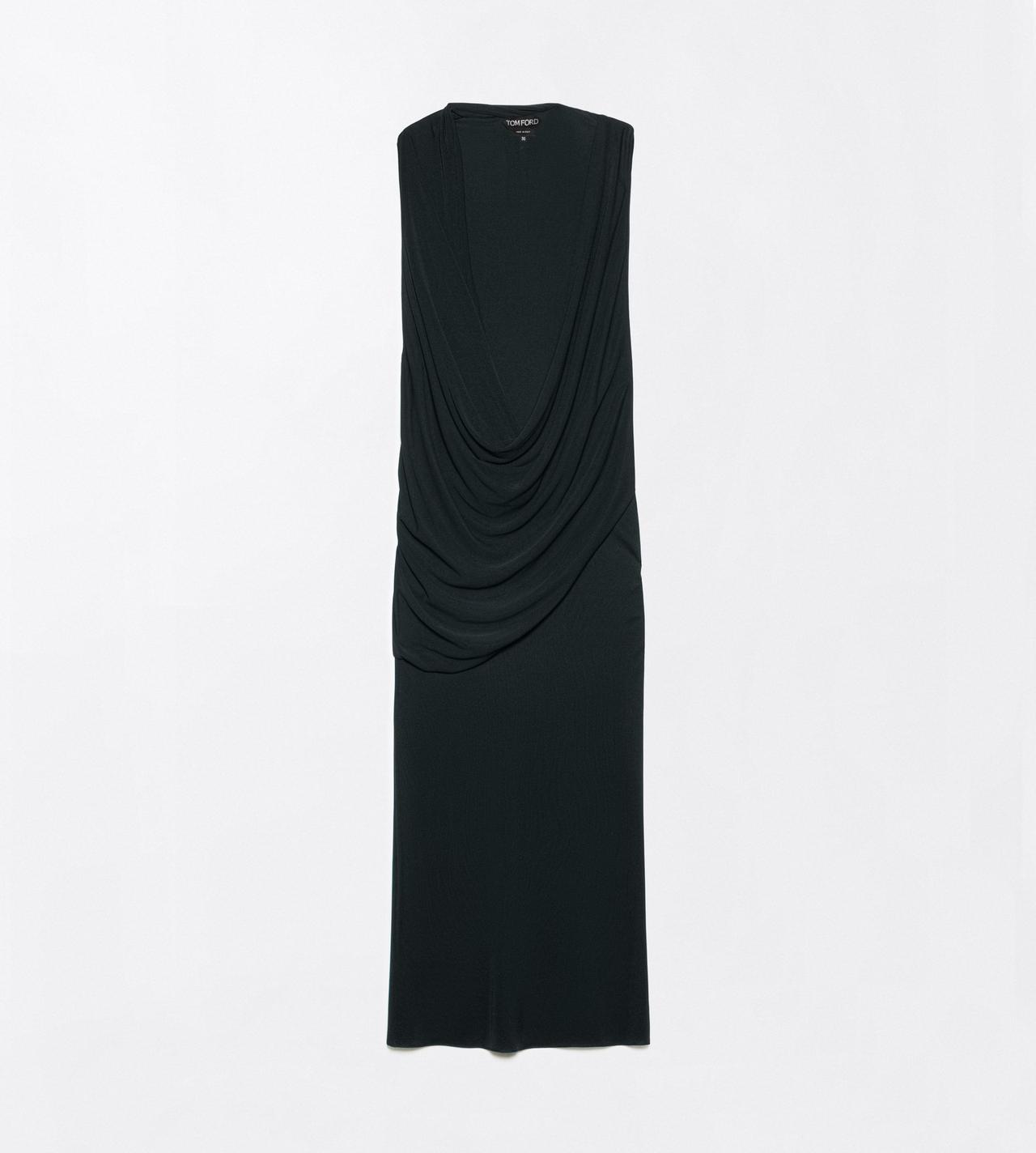 TOM FORD VISCOSE BLACK CREPE JERSEY ASYMMETRIC DRAPED COCKTAIL DRESS
